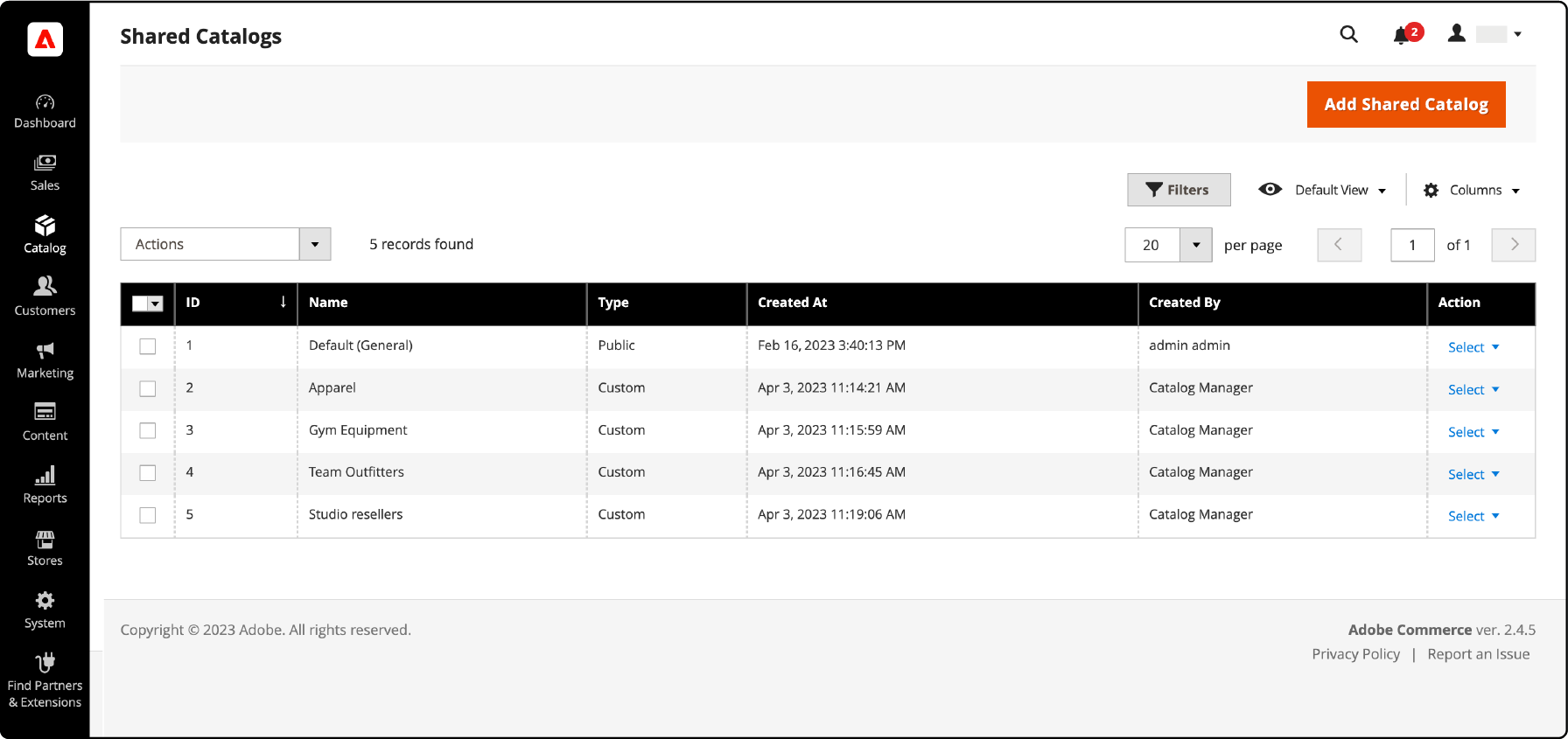 Creating and managing shared catalogs in Adobe Commerce B2B