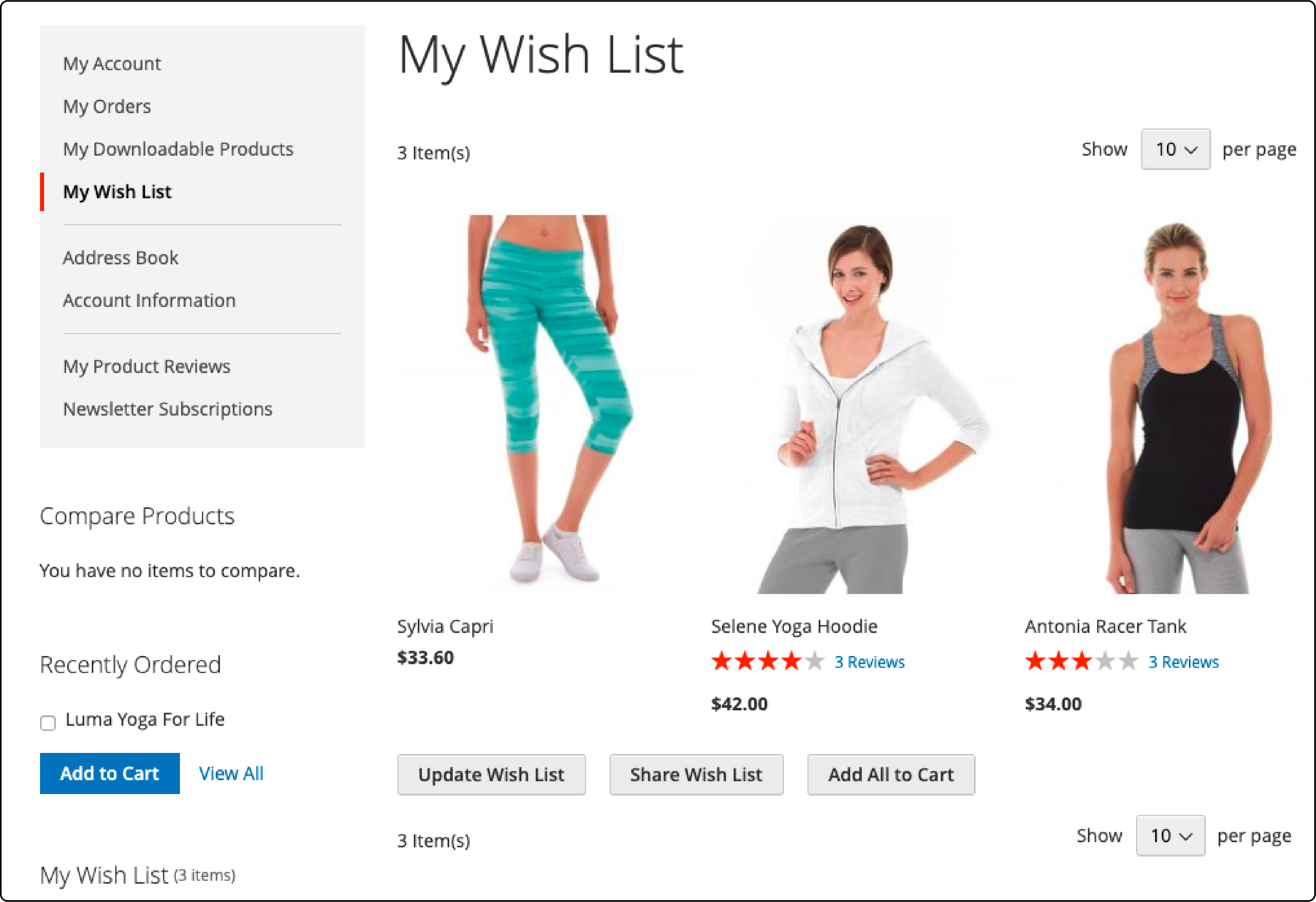 Magento 2 wishlist functionality demonstration