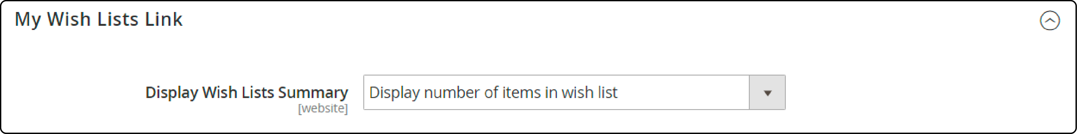 Configuring the display settings for My Wish List link in Magento 2