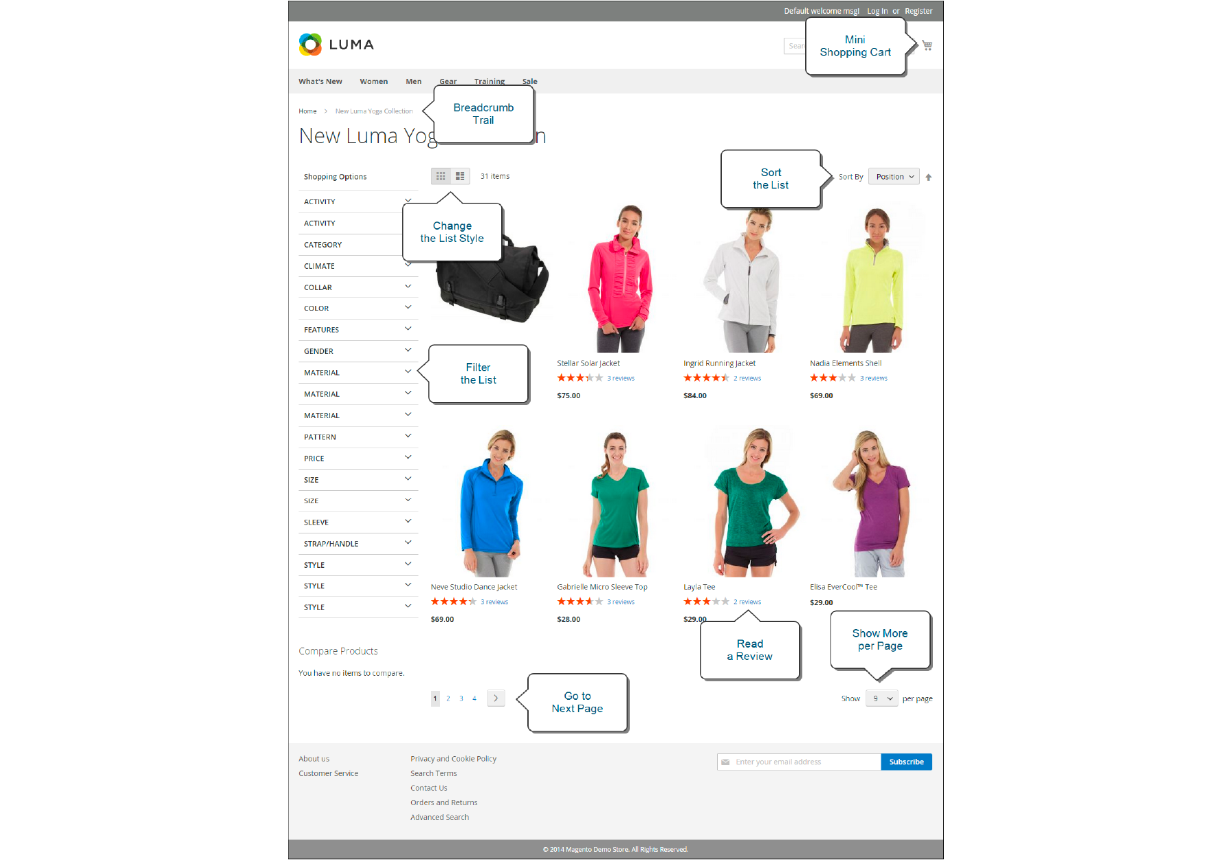 Magento storefront design interface overview
