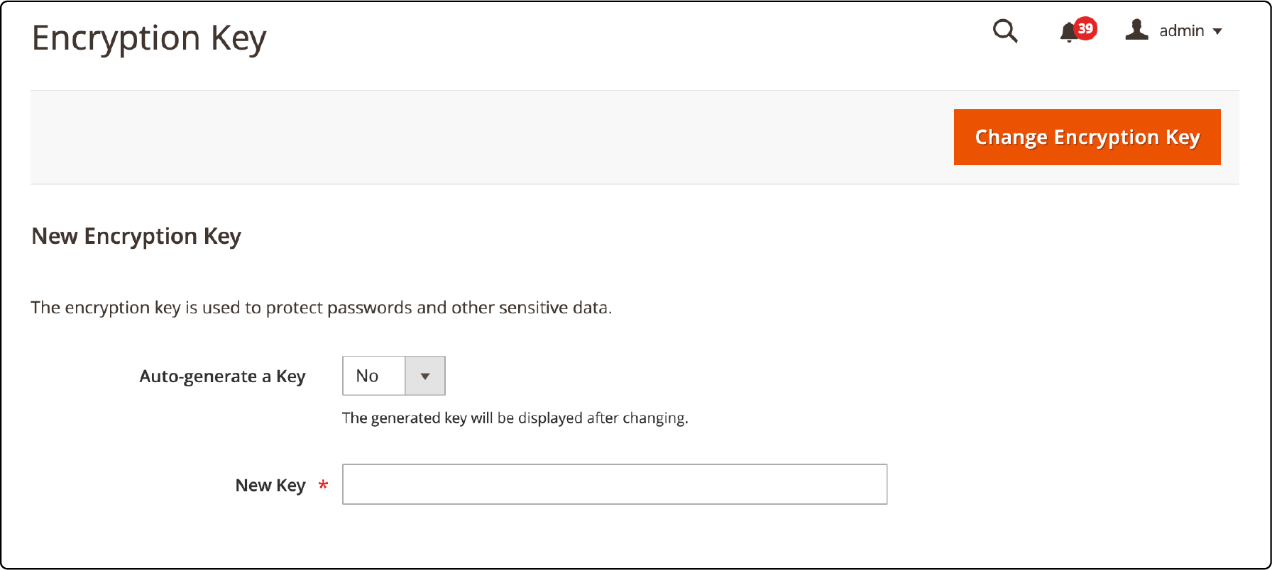 Configuring Magento 2 encryption settings to update or input new key