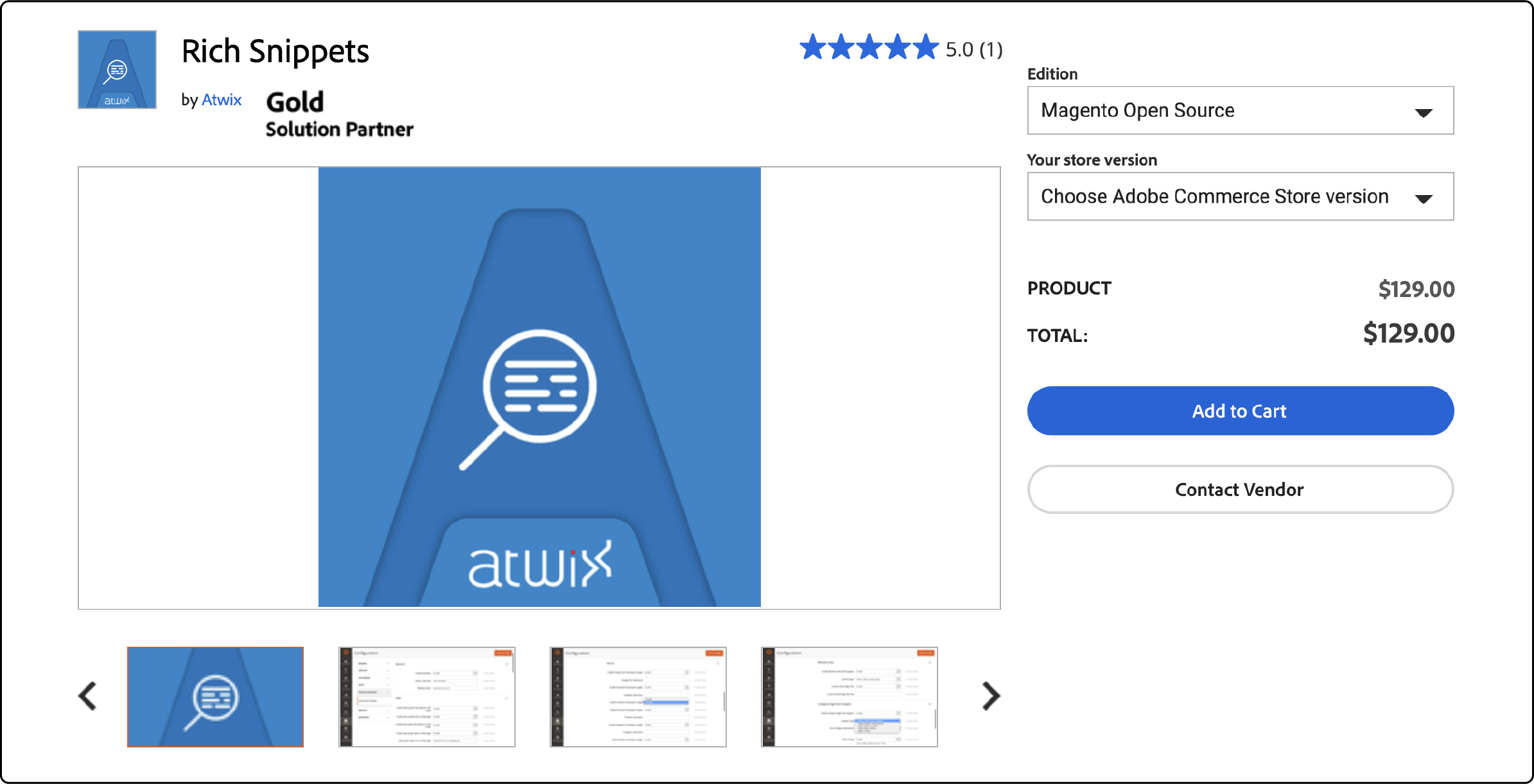 Atwix Rich Snippets extension user interface for Magento stores