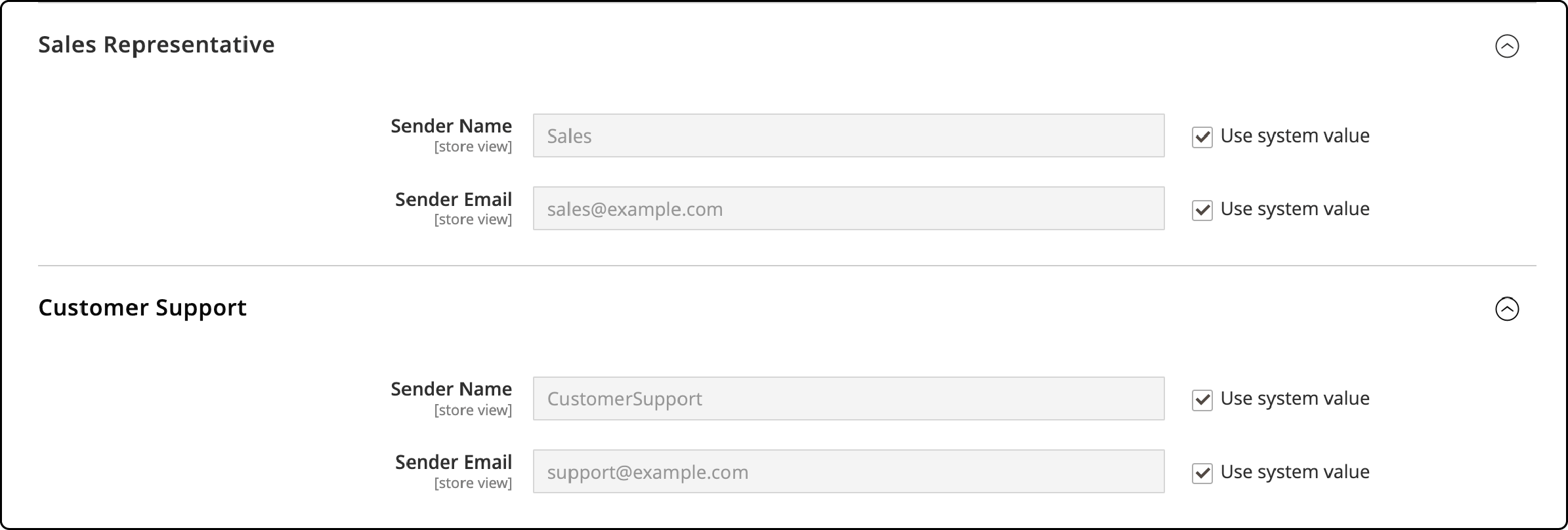 Configuring Sales Representative and Customer Support email in Magento 2