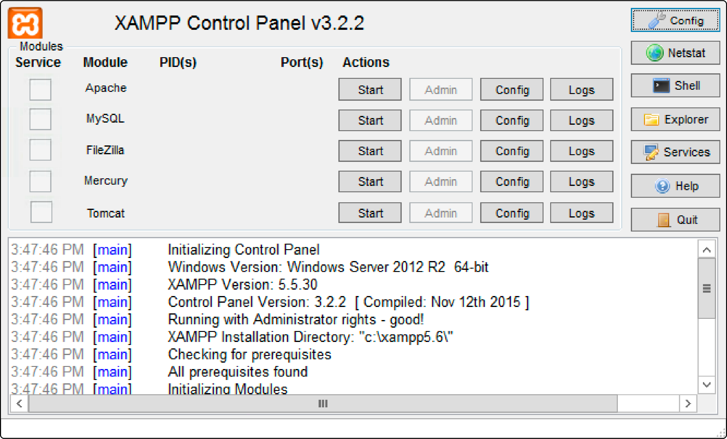 XAMPP download and installation screen