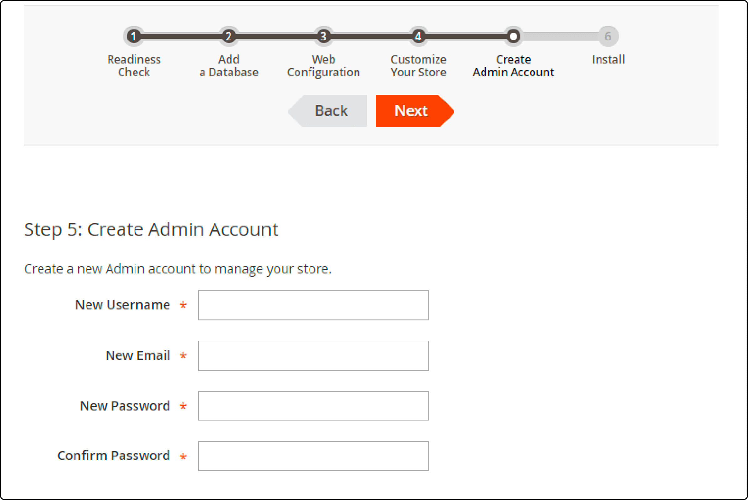 Creating an admin account for Magento