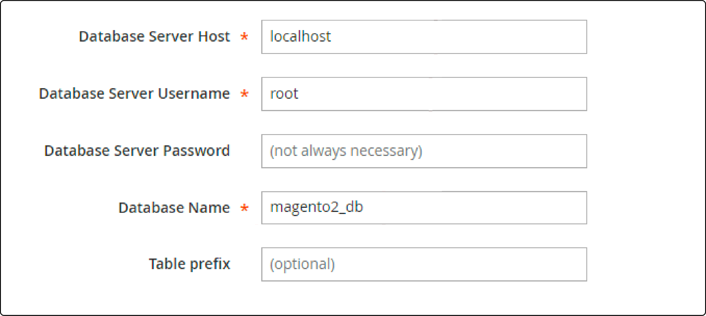 Adding a new database for Magento installation