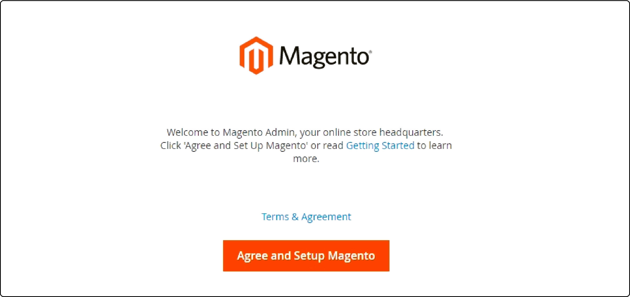 Magento installation setup screen