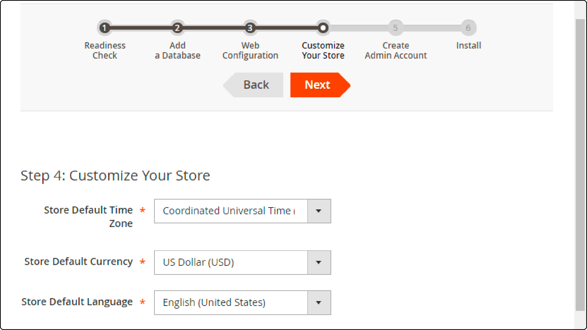 Customizing default store settings in Magento