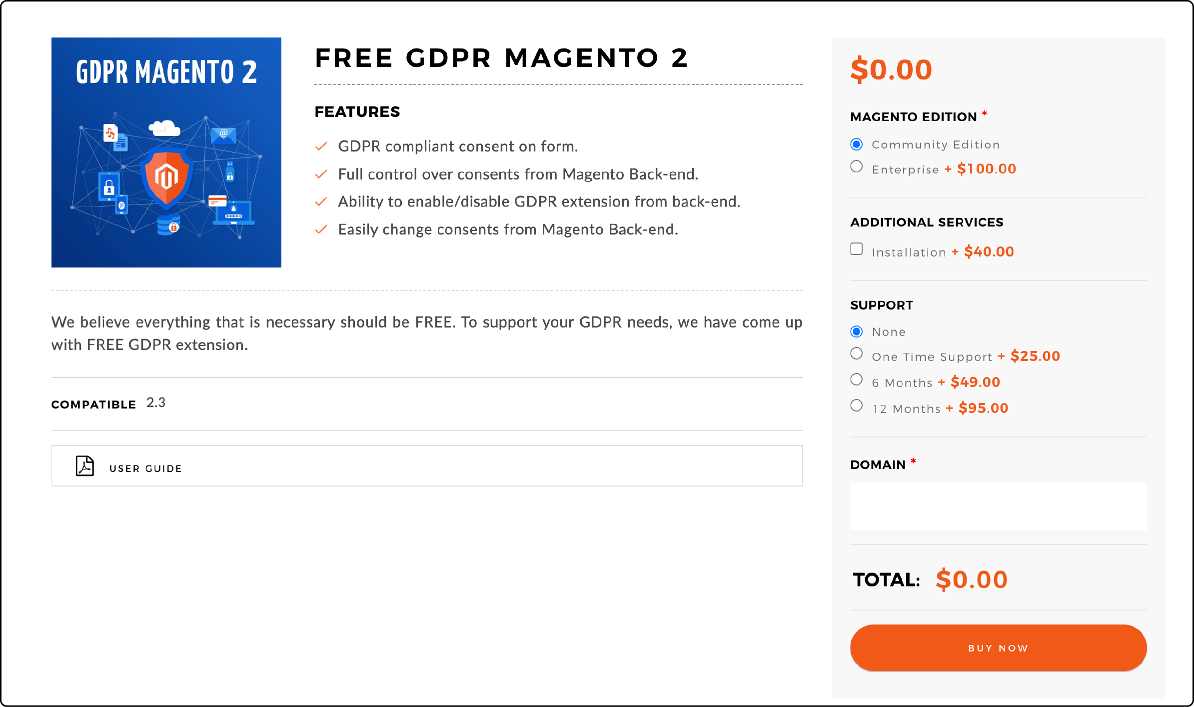 MagentiCity's Free GDPR Extension dashboard for Magento 2