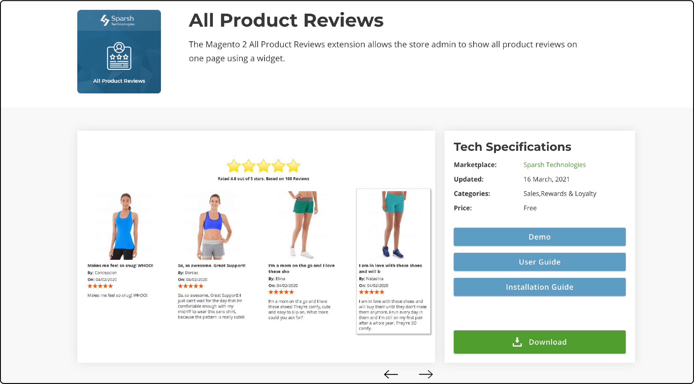 All Product Reviews extension by Sparsh Technologies for Magento 2