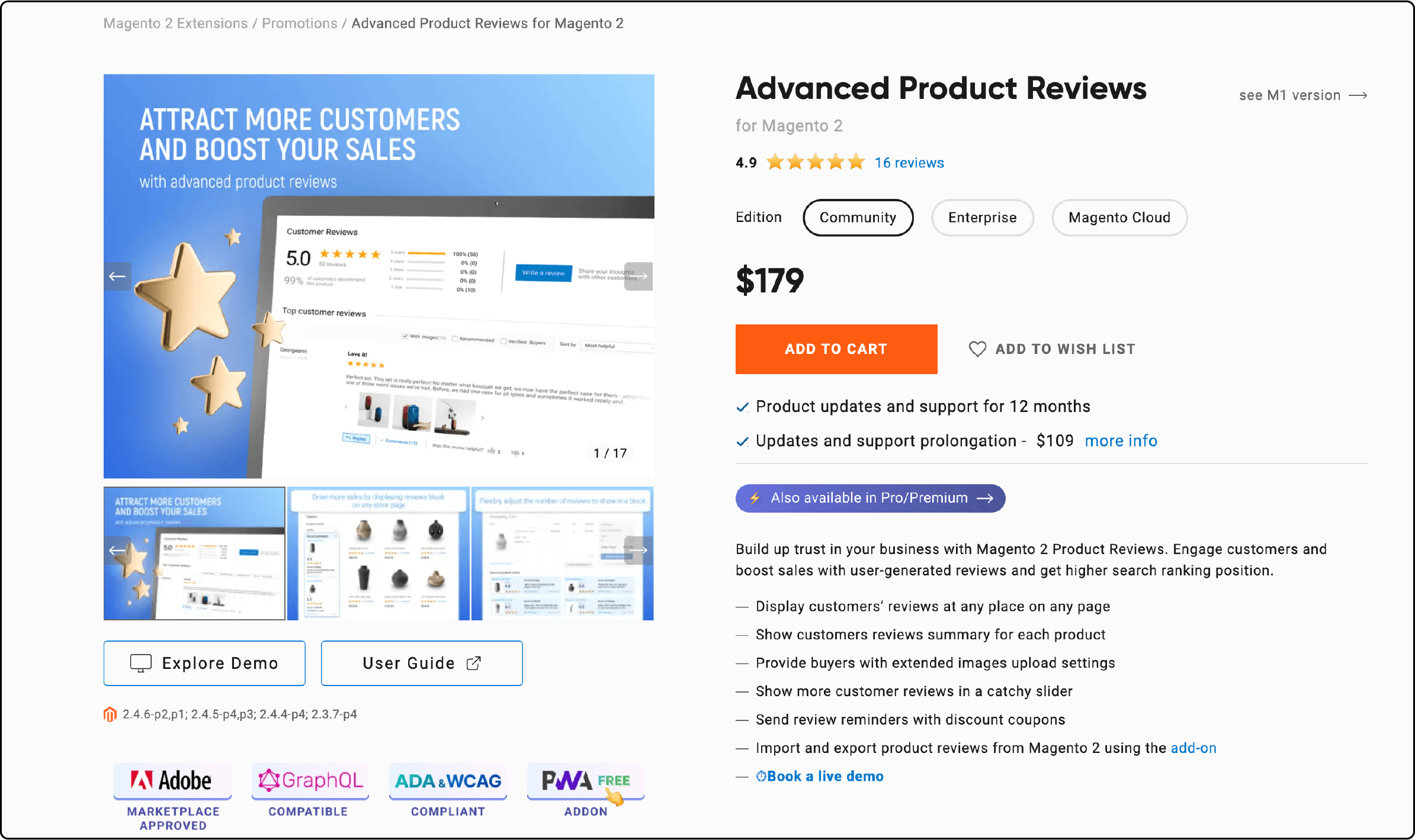 Advanced Product Reviews extension by Amasty for Magento 2