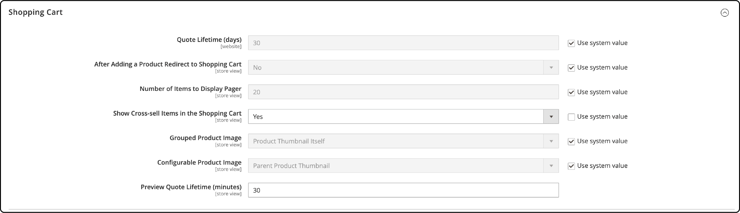 Show or hide settings for cross-sell products in Magento 2.