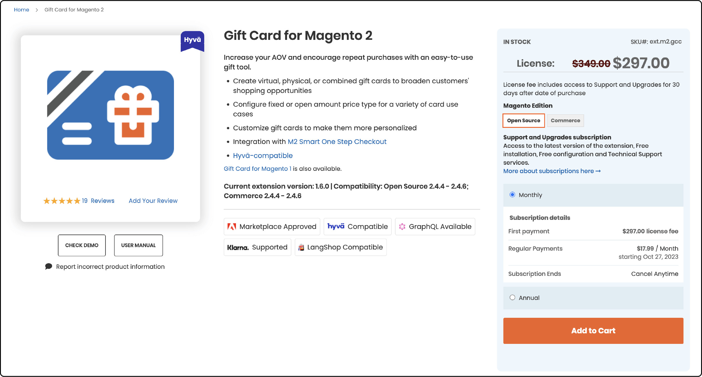 Aheadworks Gift Card extension for Magento 2