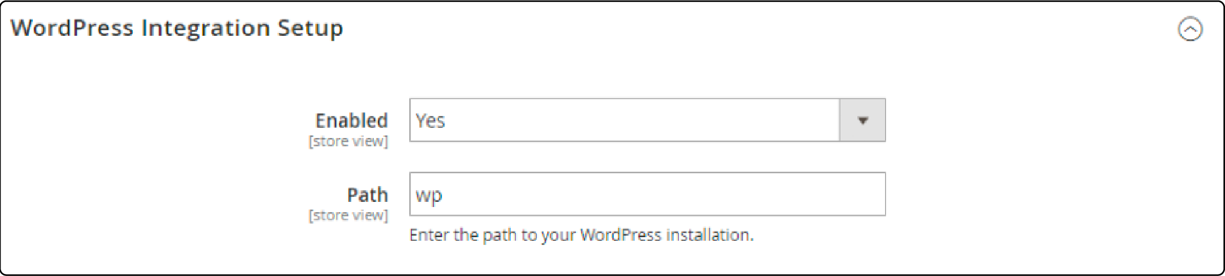 WordPress Integration navigation to settings menu for Magento blog.