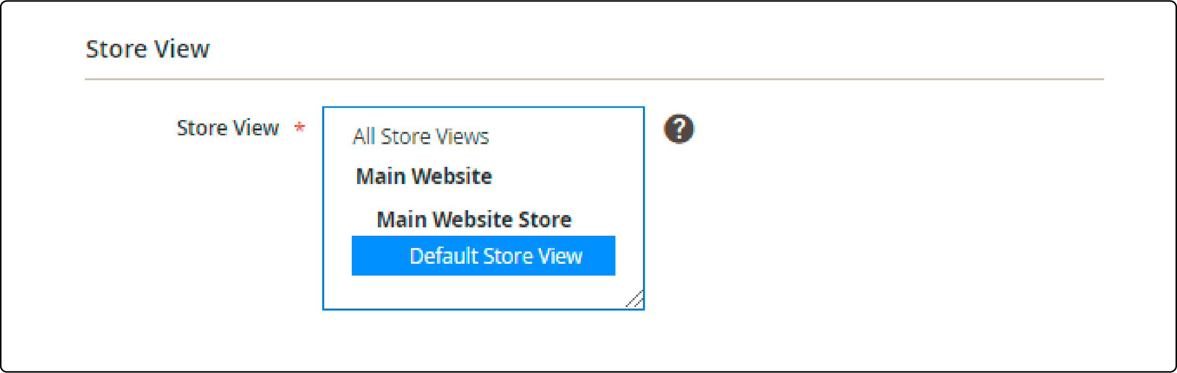 Selecting store view in Magento export profile configuration