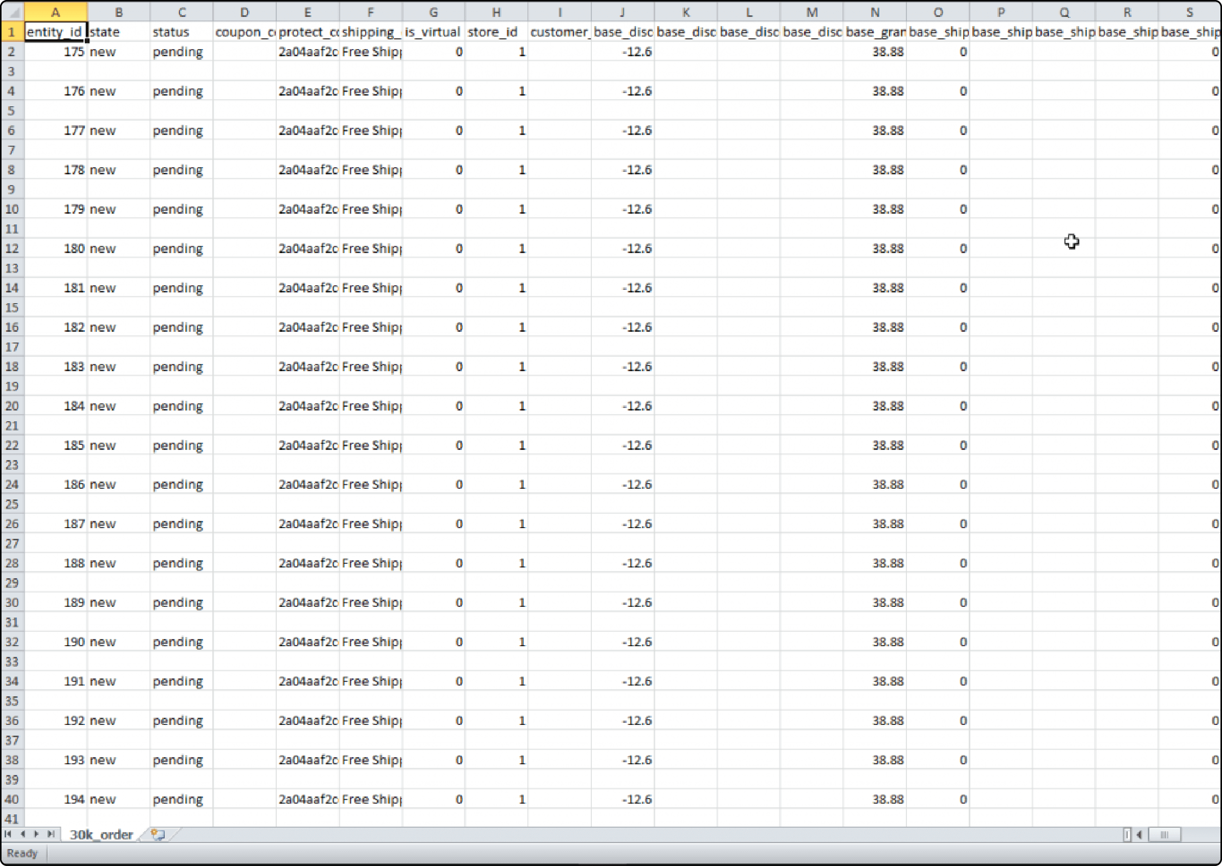 CSV file used for importing orders in Magento 2