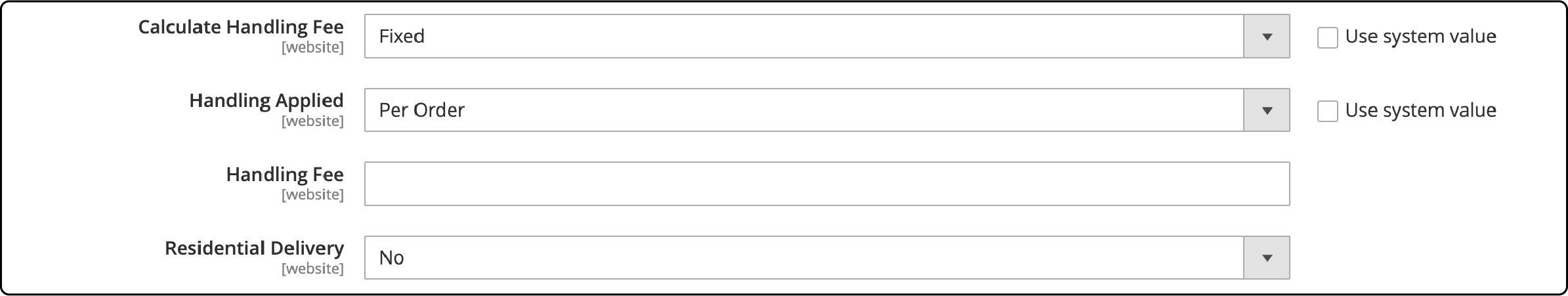 Setting up handling fees for FedEx shipping in Magento