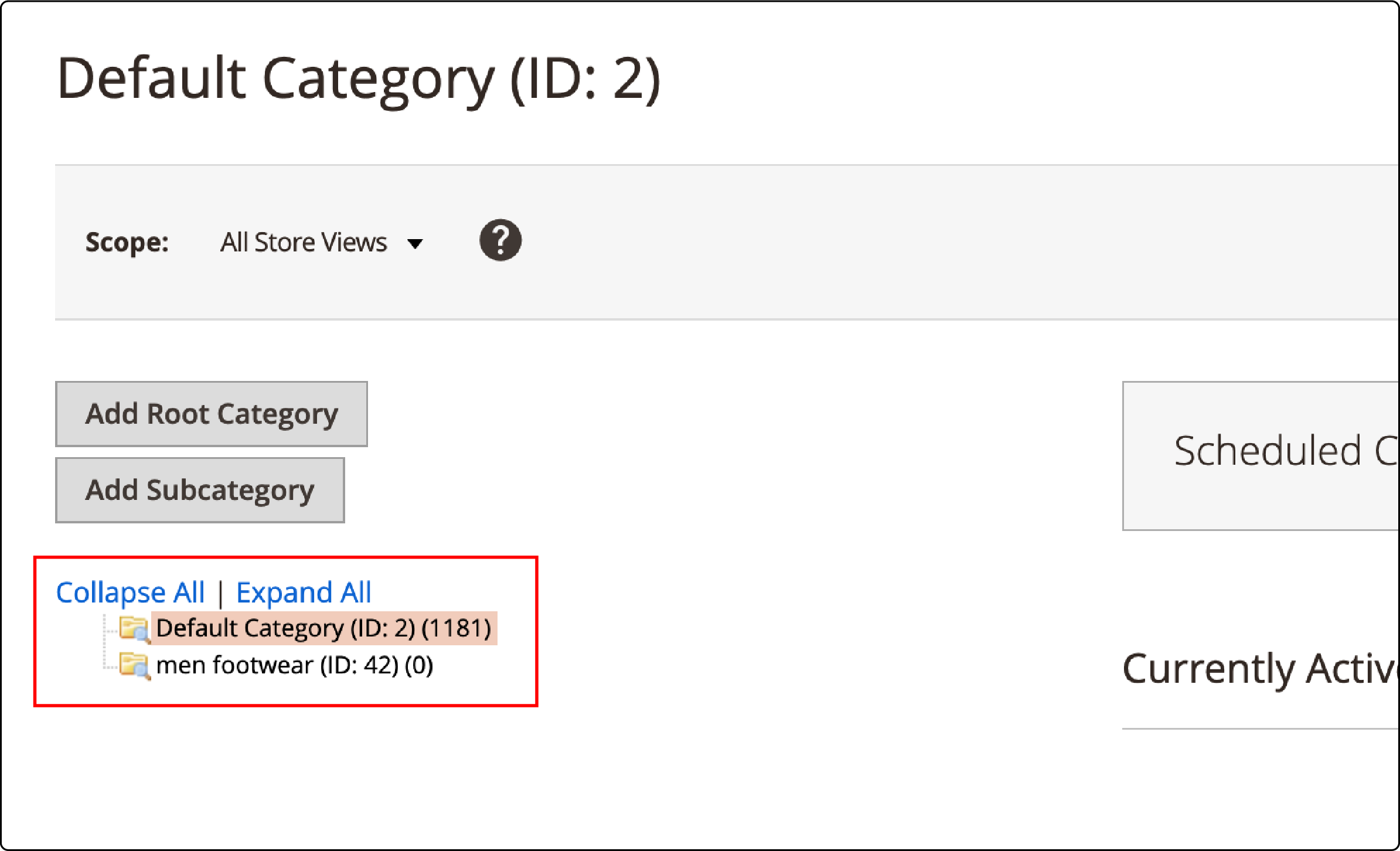 Layout displaying Magento 2 categories and subcategories