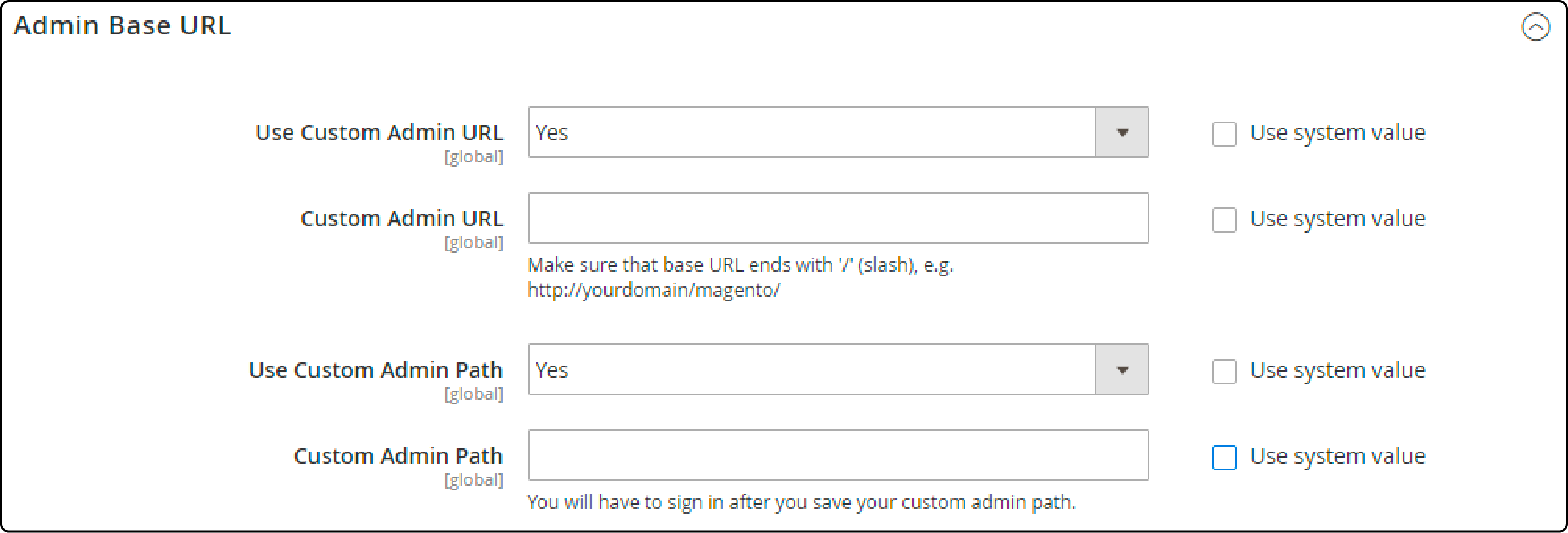 Creating a custom admin url from magento admin panel
