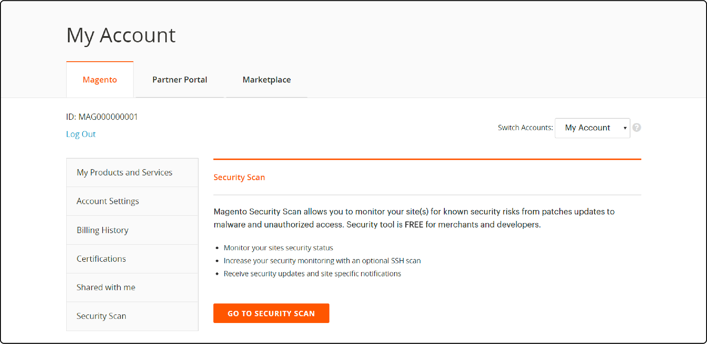 Step-by-step guide on activating Magento Security Scan in Magento 2 account