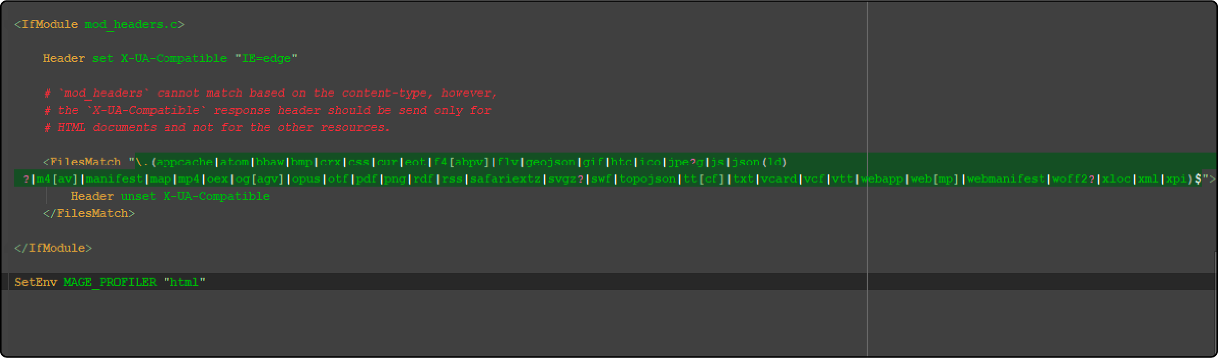 Step-by-step code addition to enable Magento 2 Profiler in the .htaccess file