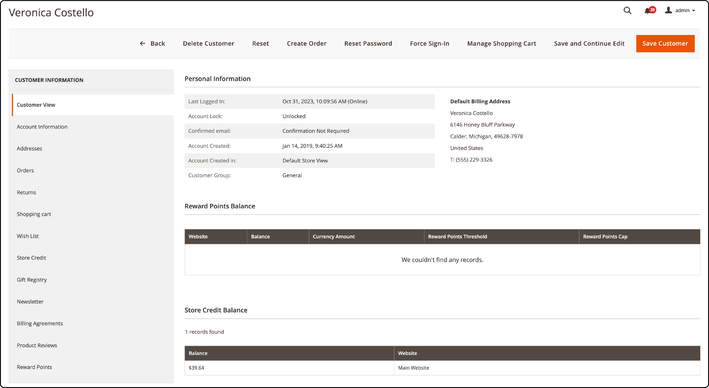 Managing Magento customers using Adobe Commerce interface