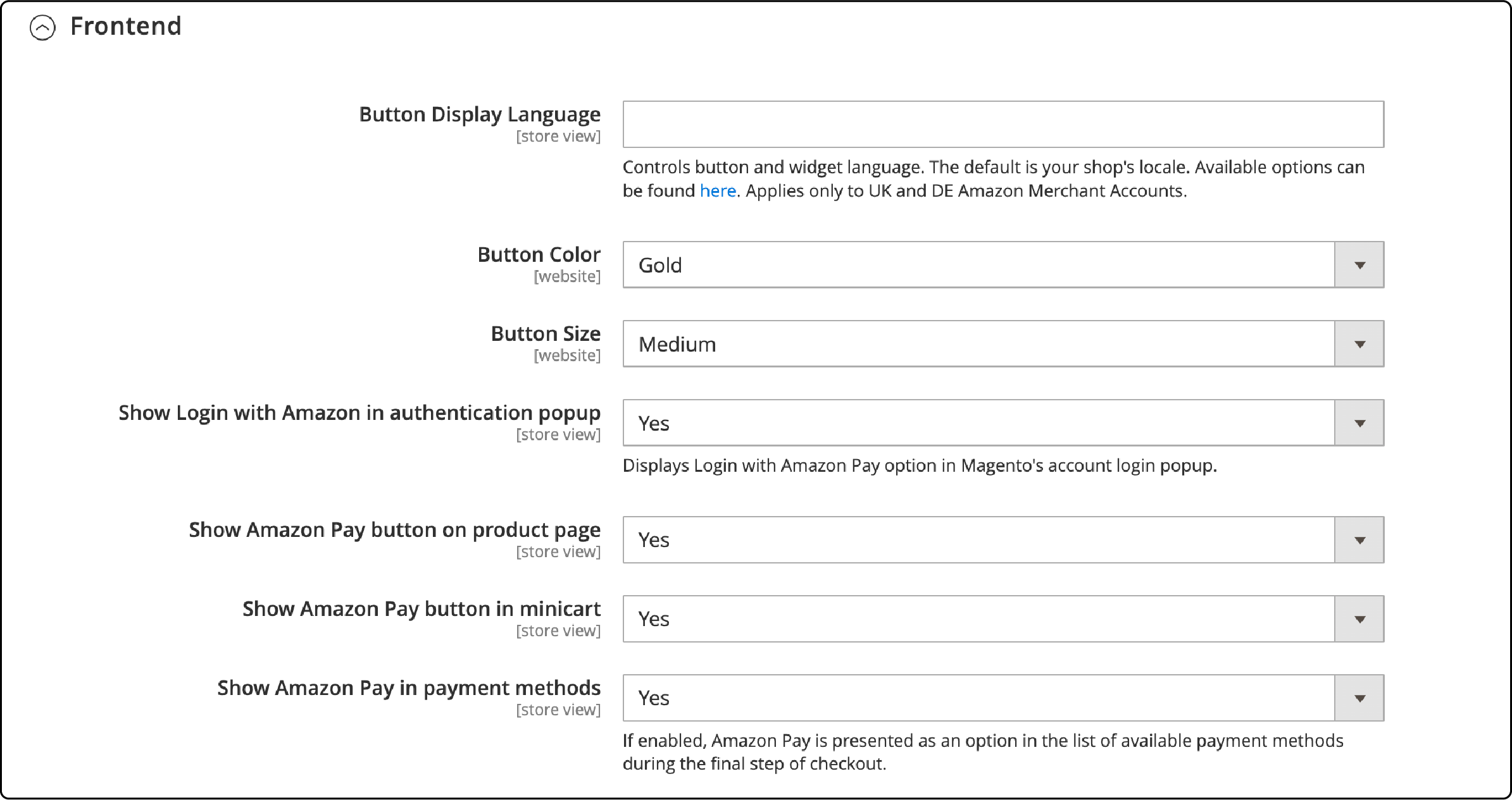  Magento 2 Options Configuration for Amazon Pay