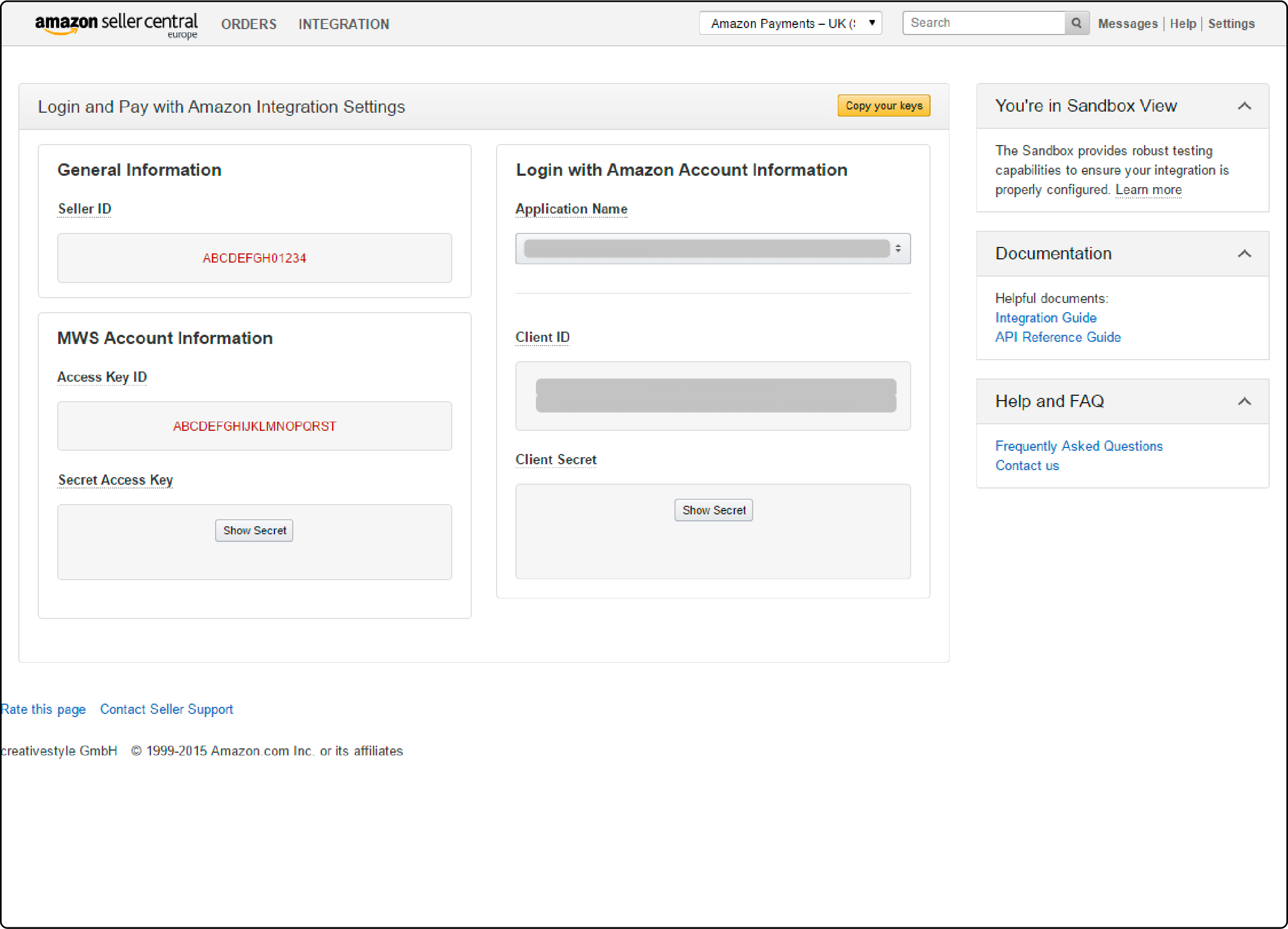 Retrieving Amazon Pay Credentials for Magento 2 Integration Amazon Pay Magento 2 Credential Retrieval Interface
