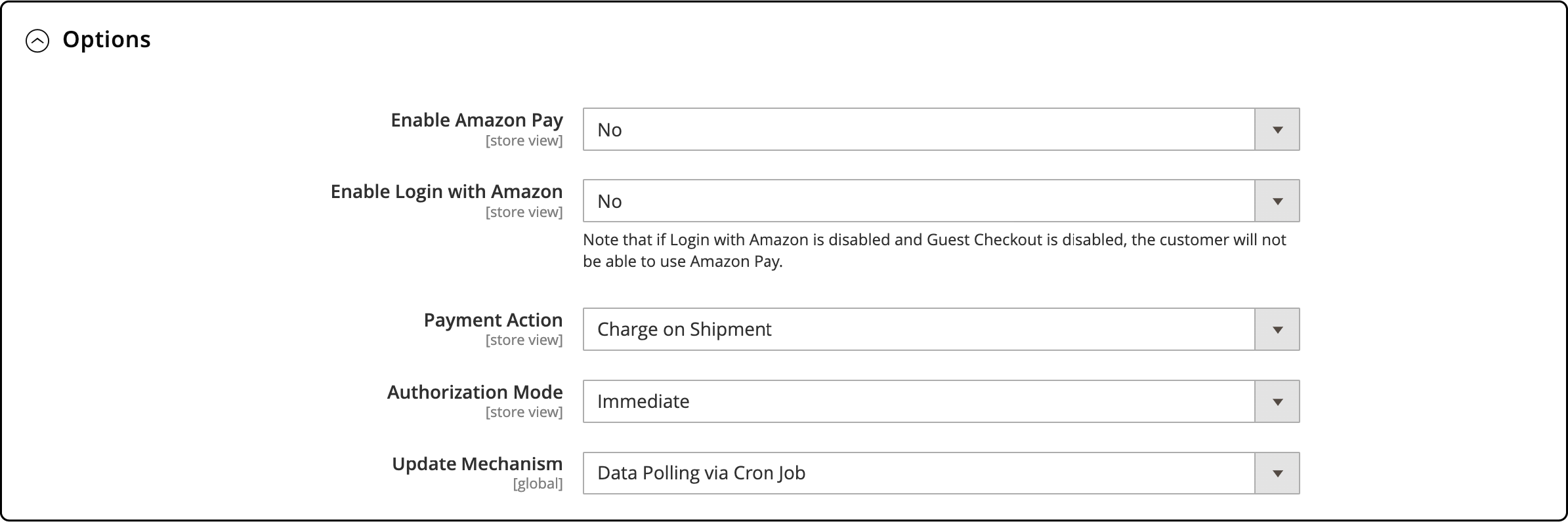 Entering Credentials for Amazon Pay in Magento 2