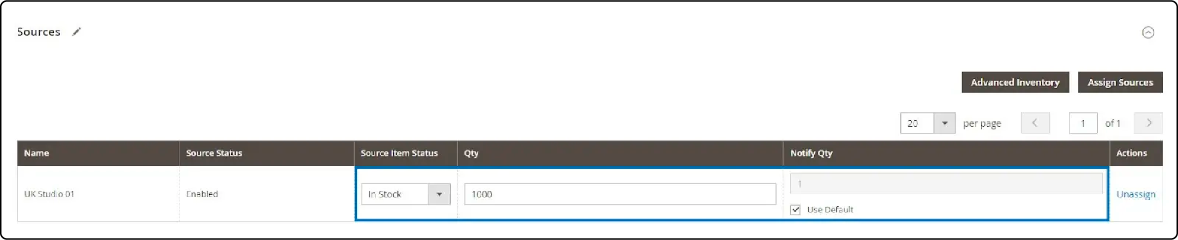 Setting stock levels and notifications for multi-source Magento 2 Virtual Product