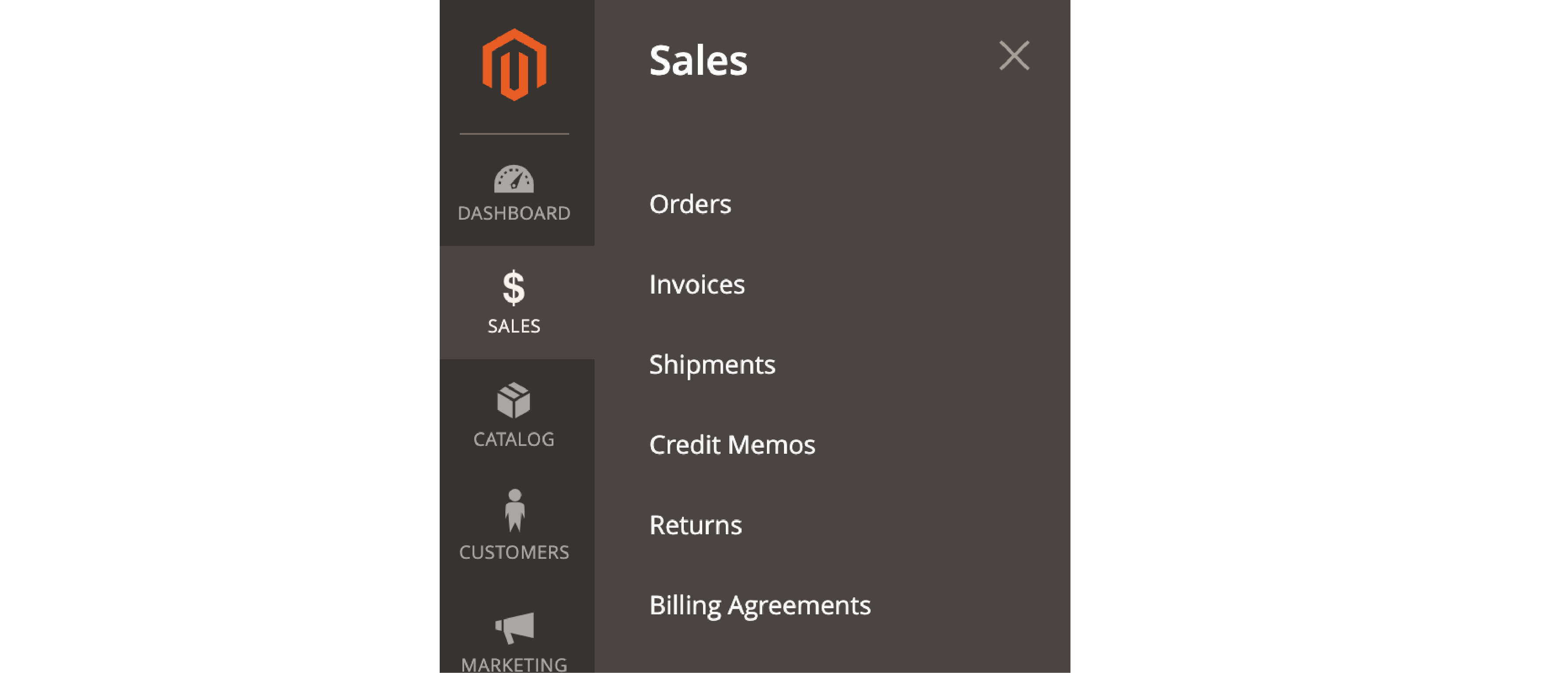 Navigating to Orders in Magento 2 for Credit Memo Creation