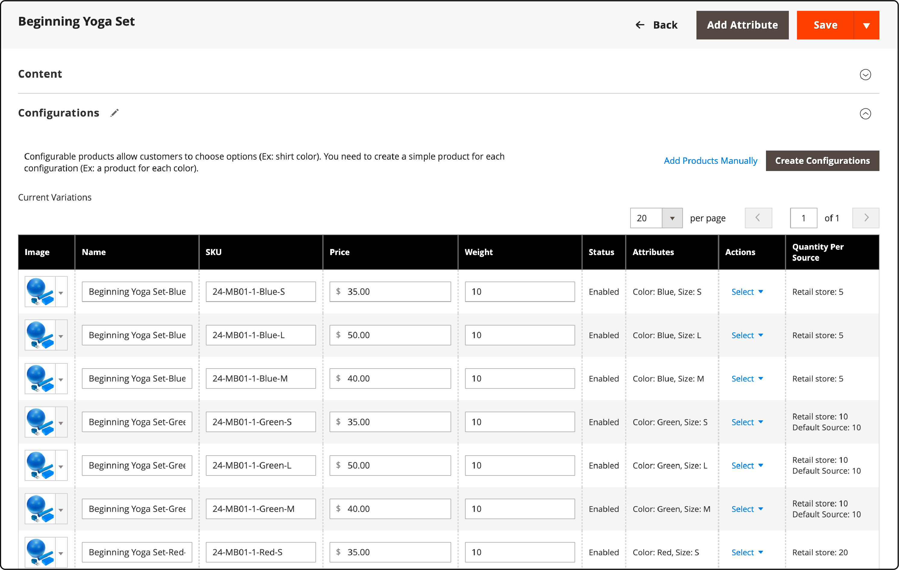 Magento Configurable Products with Associated Simple Items