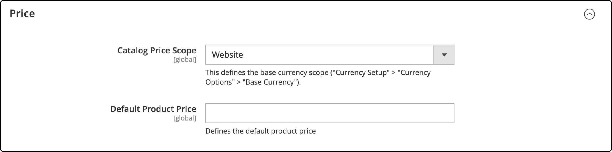 Step-by-step guide showing how to configure catalog price scope in Magento 2 for B2B shared catalogs