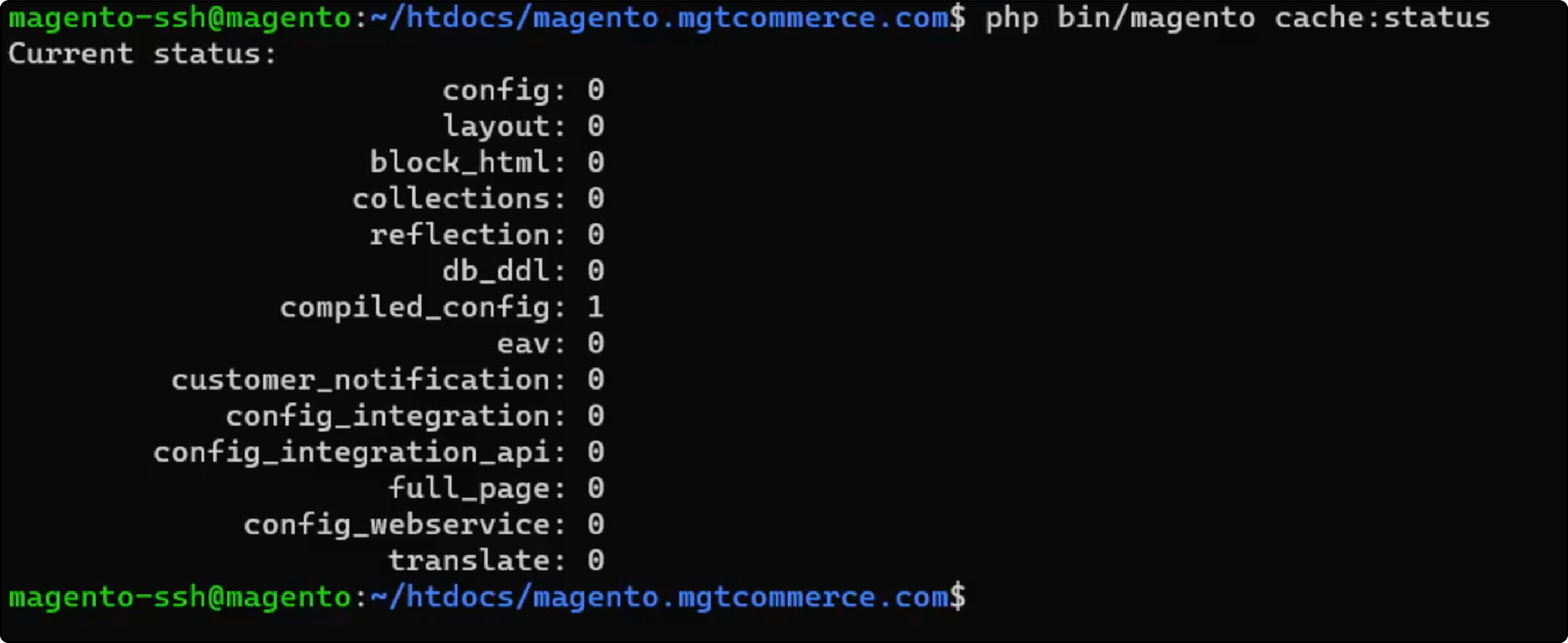 Displaying Cache Status in Magento 2 Using Command Line Interface