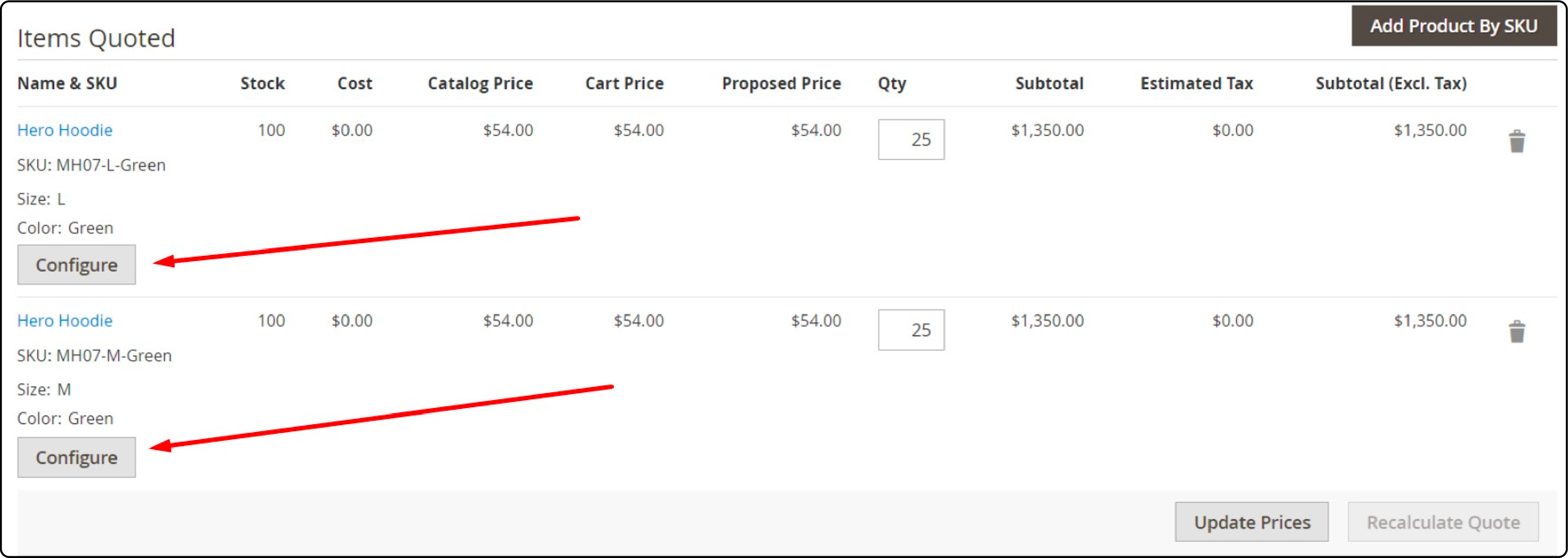 Applying a discount to line items in a Magento B2B quote