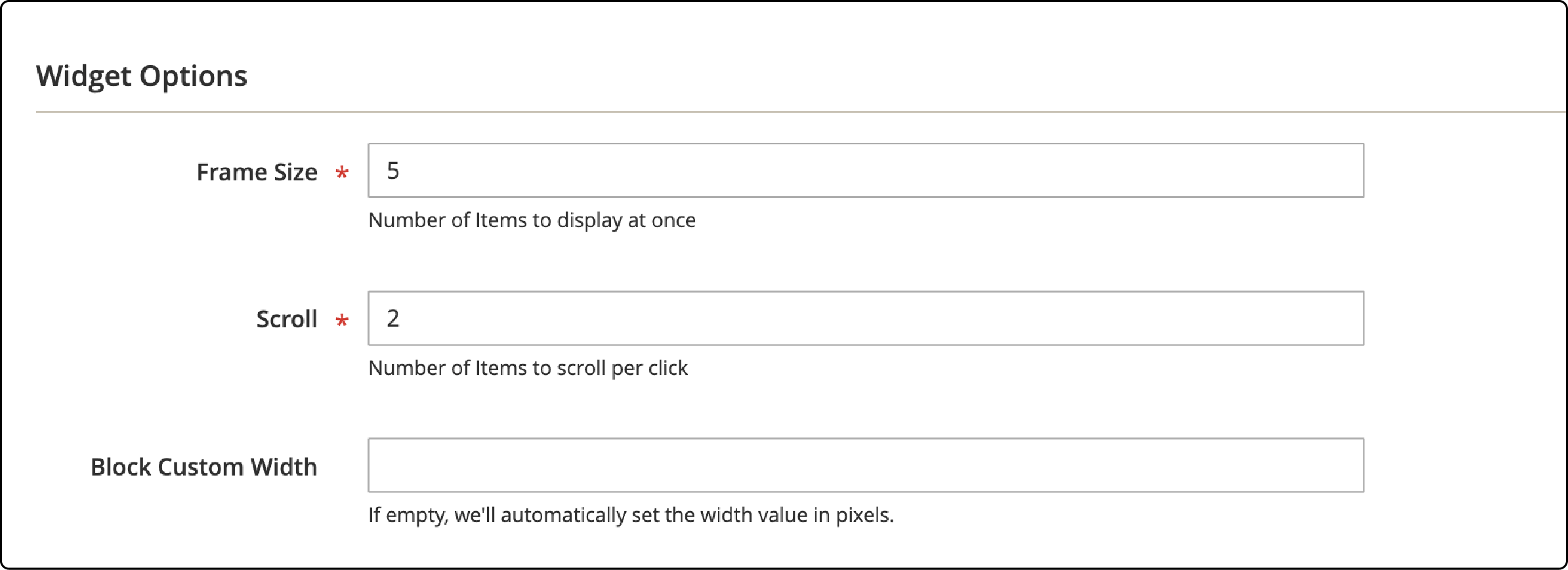 Detailed Widget Options for Magento 2's Catalog Carousel