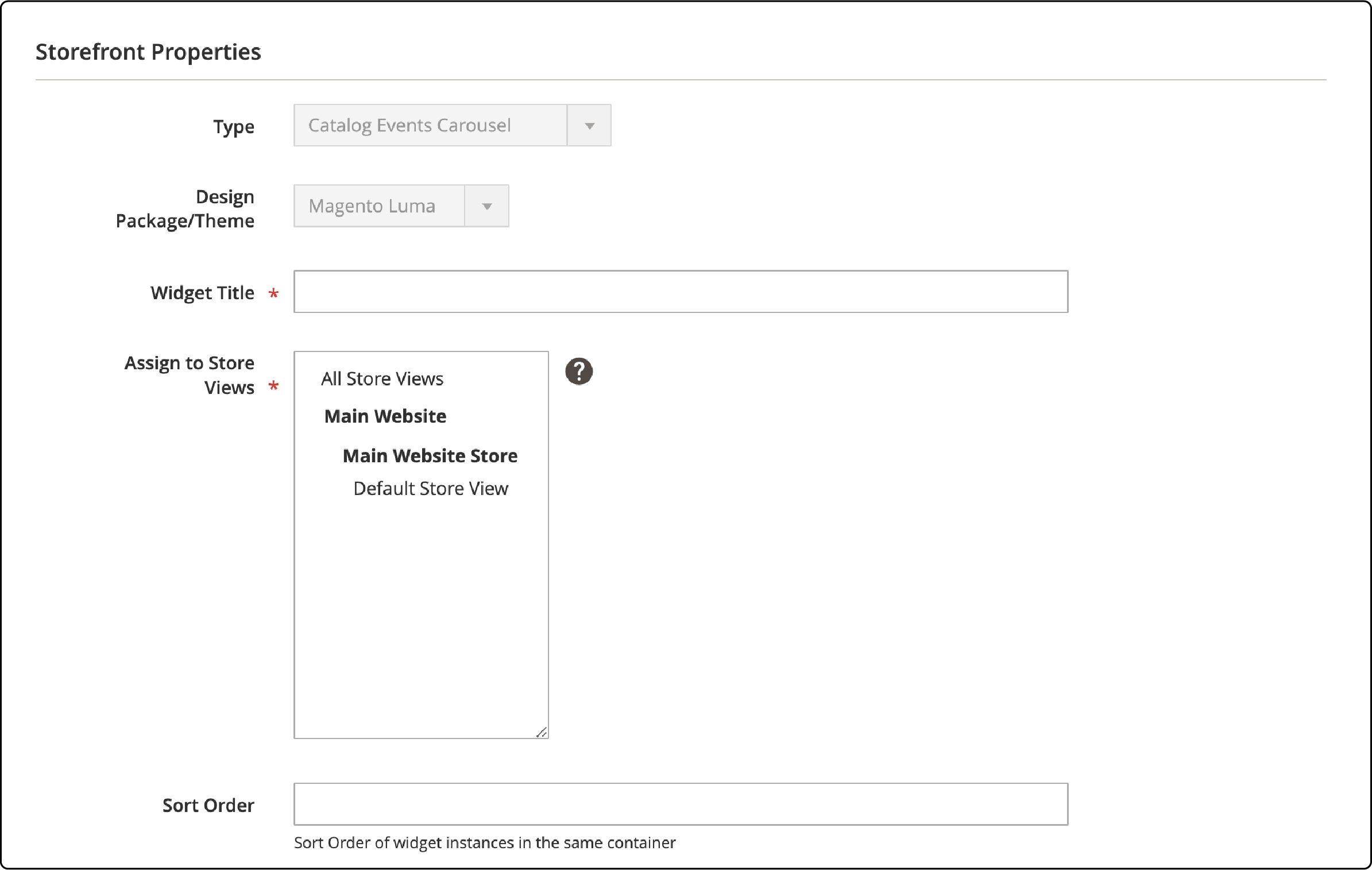 Configuring Storefront Properties for Magento 2's Catalog Carousel Widget