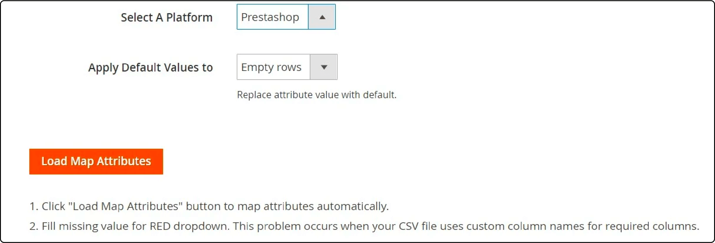 Process of mapping PrestaShop attributes to Magento during migration