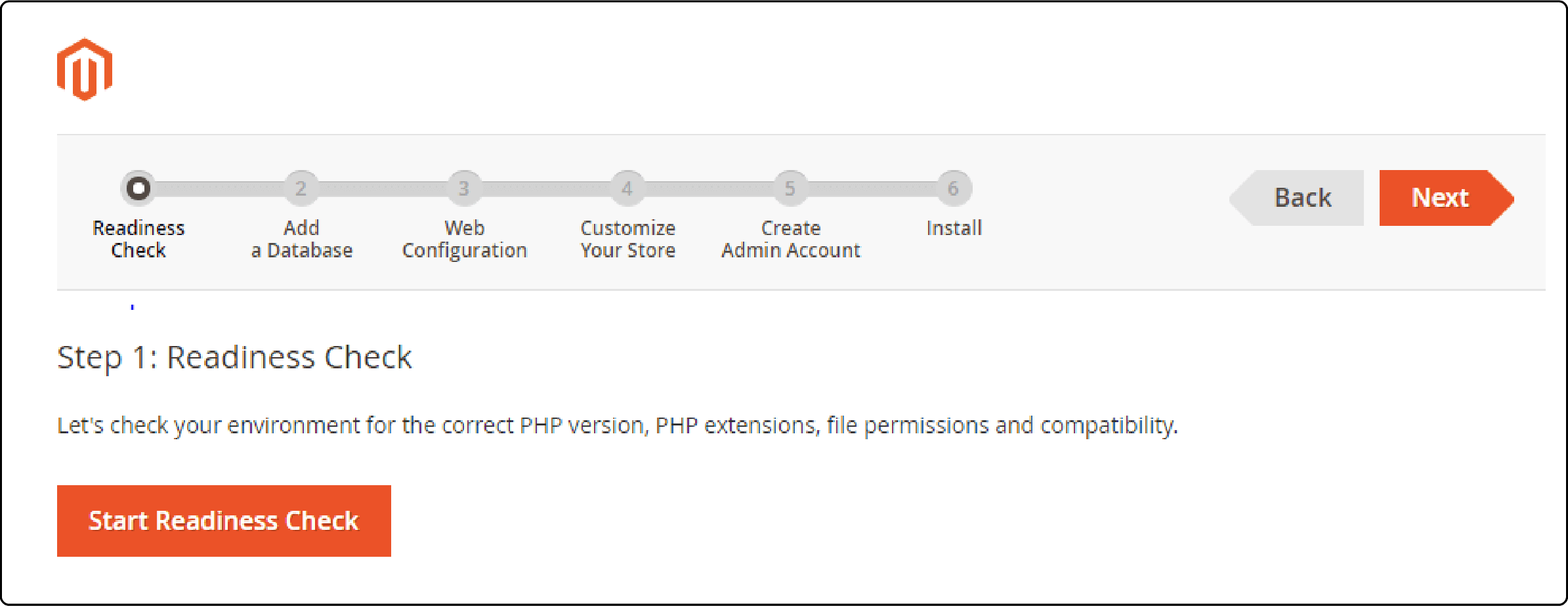 Magento Readiness Check Interface for Server Compatibility