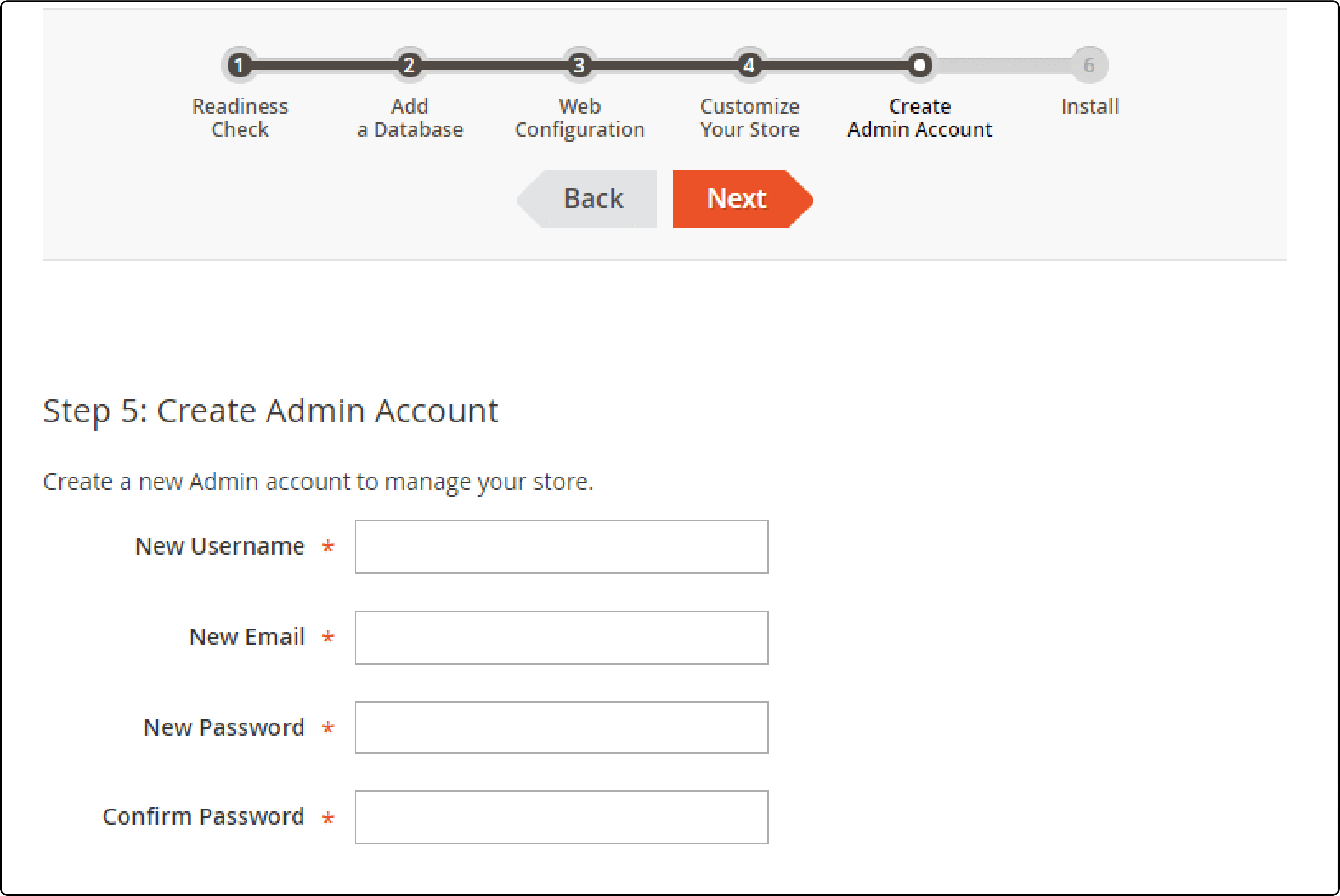 Creating Admin Account in Magento for Server Management