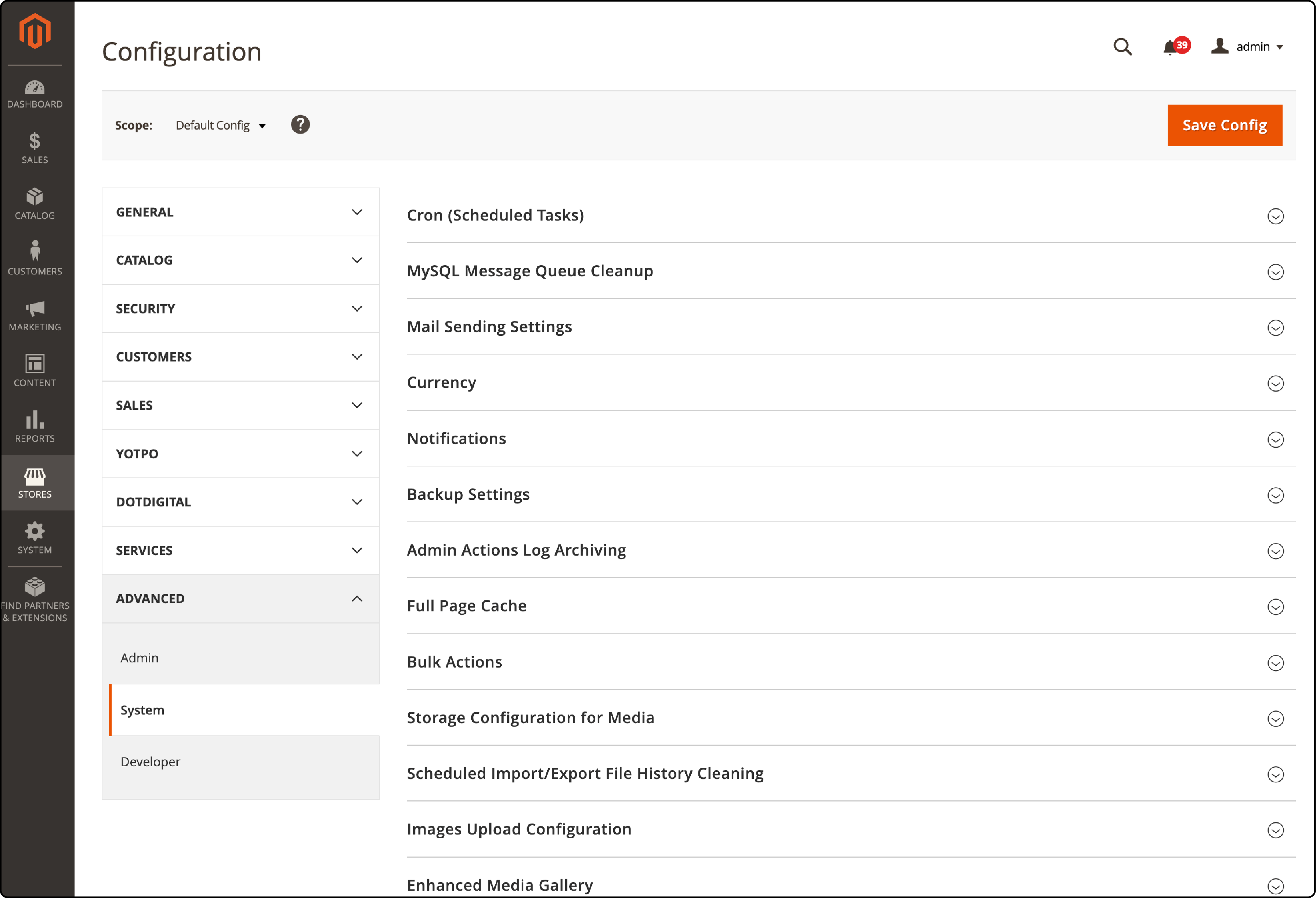 Setting up automated backups via system settings in Magento Admin Panel