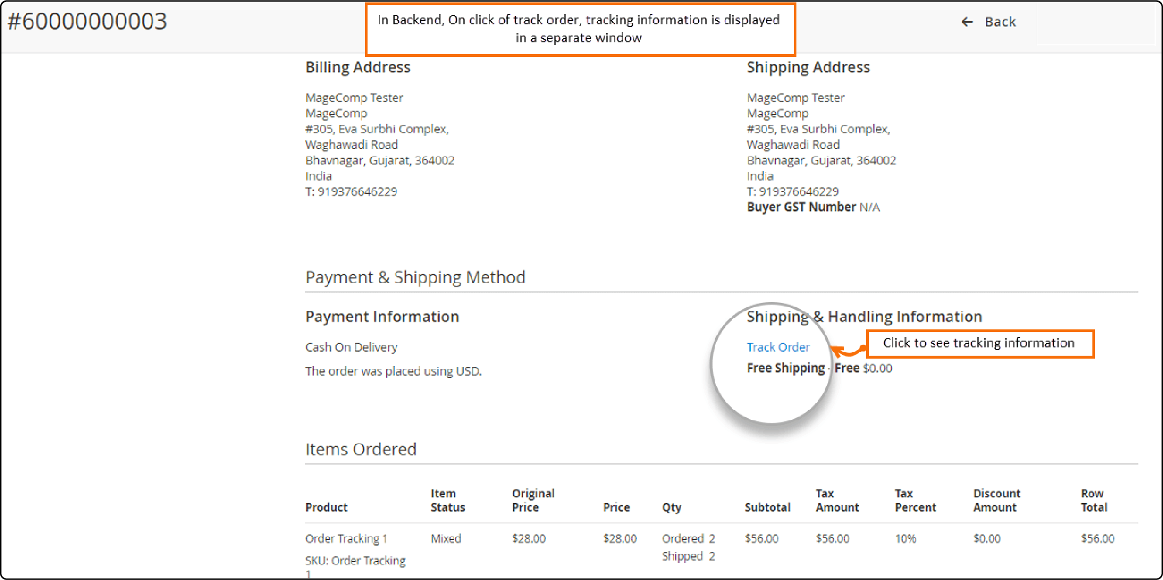 Admin view of Magento 2's Order Tracking Extension for managing shipments