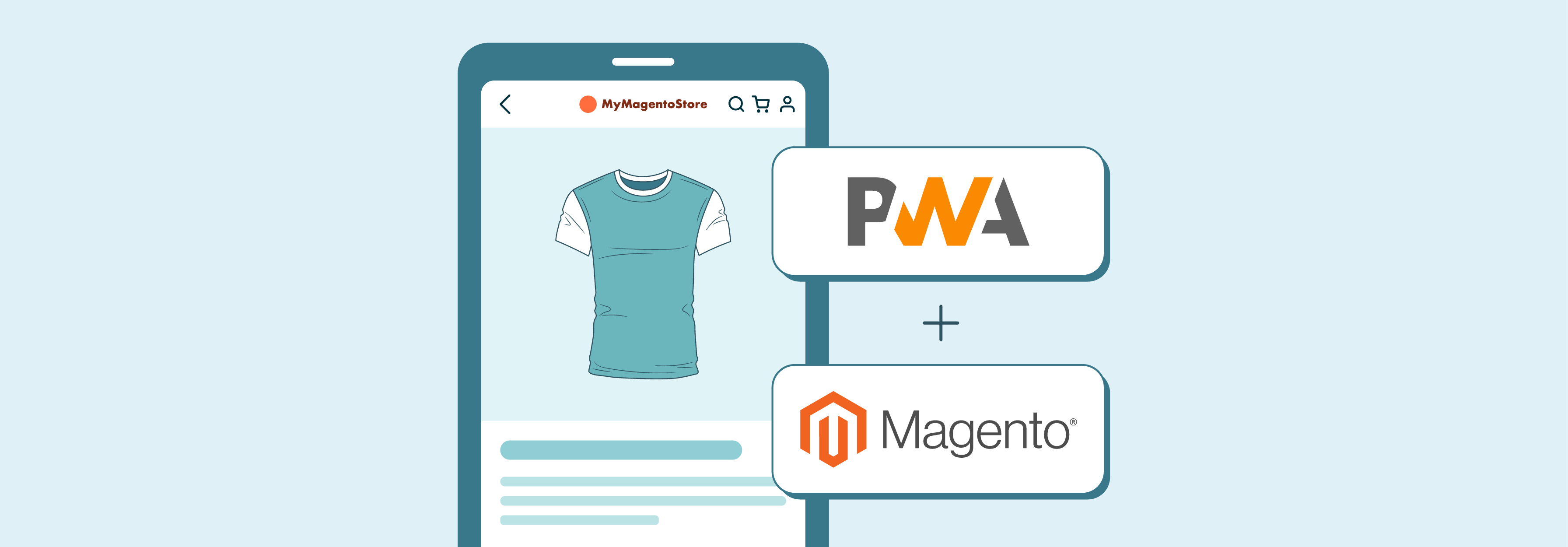 Progressive Web App interface improving Magento online shopping experience