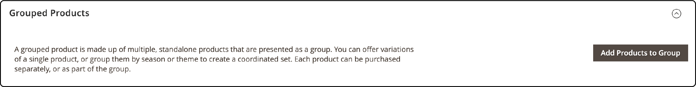 Setting up Grouped Product section in Magento 2