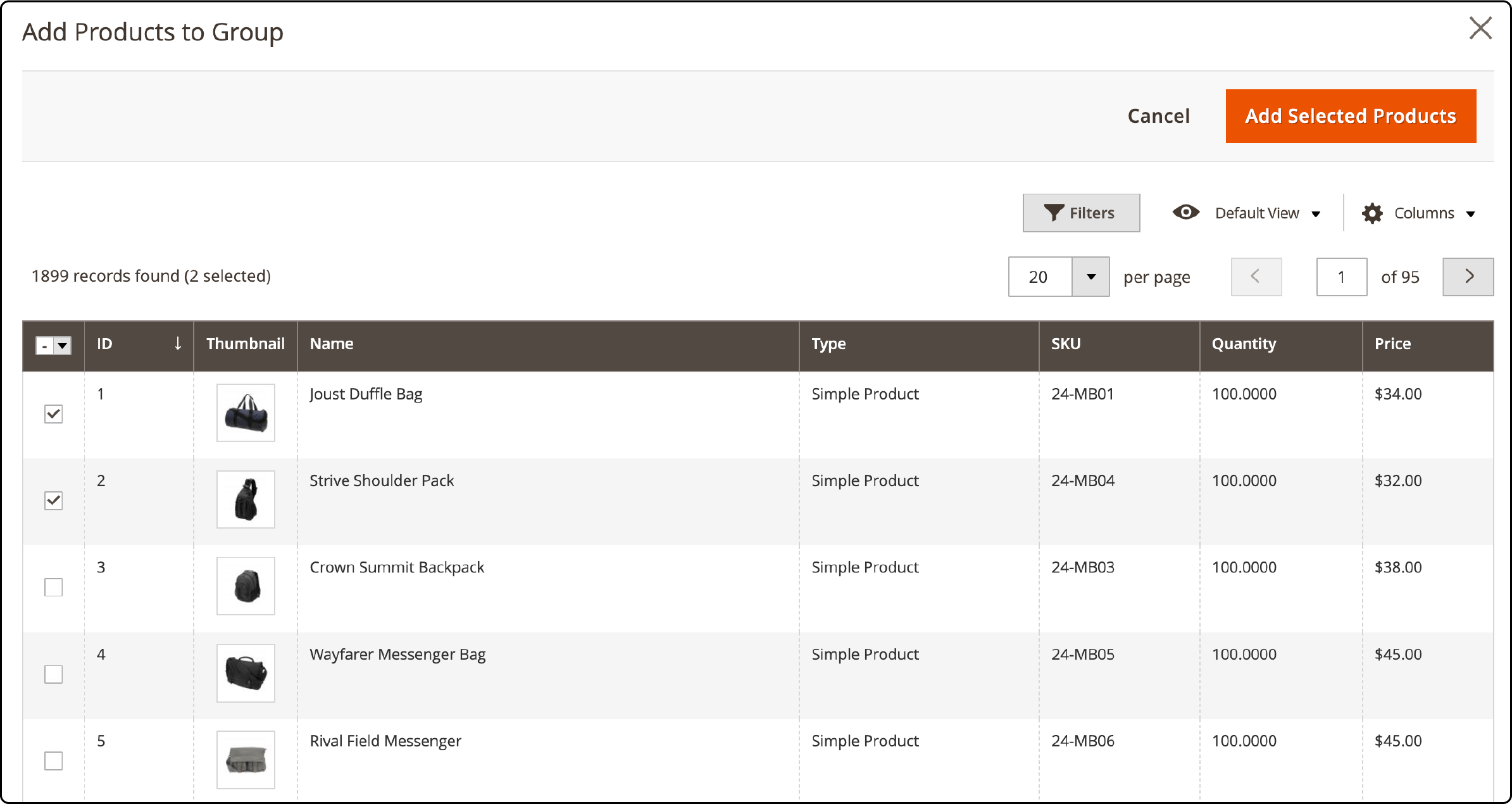 Adding products to a Grouped Product in Magento 2