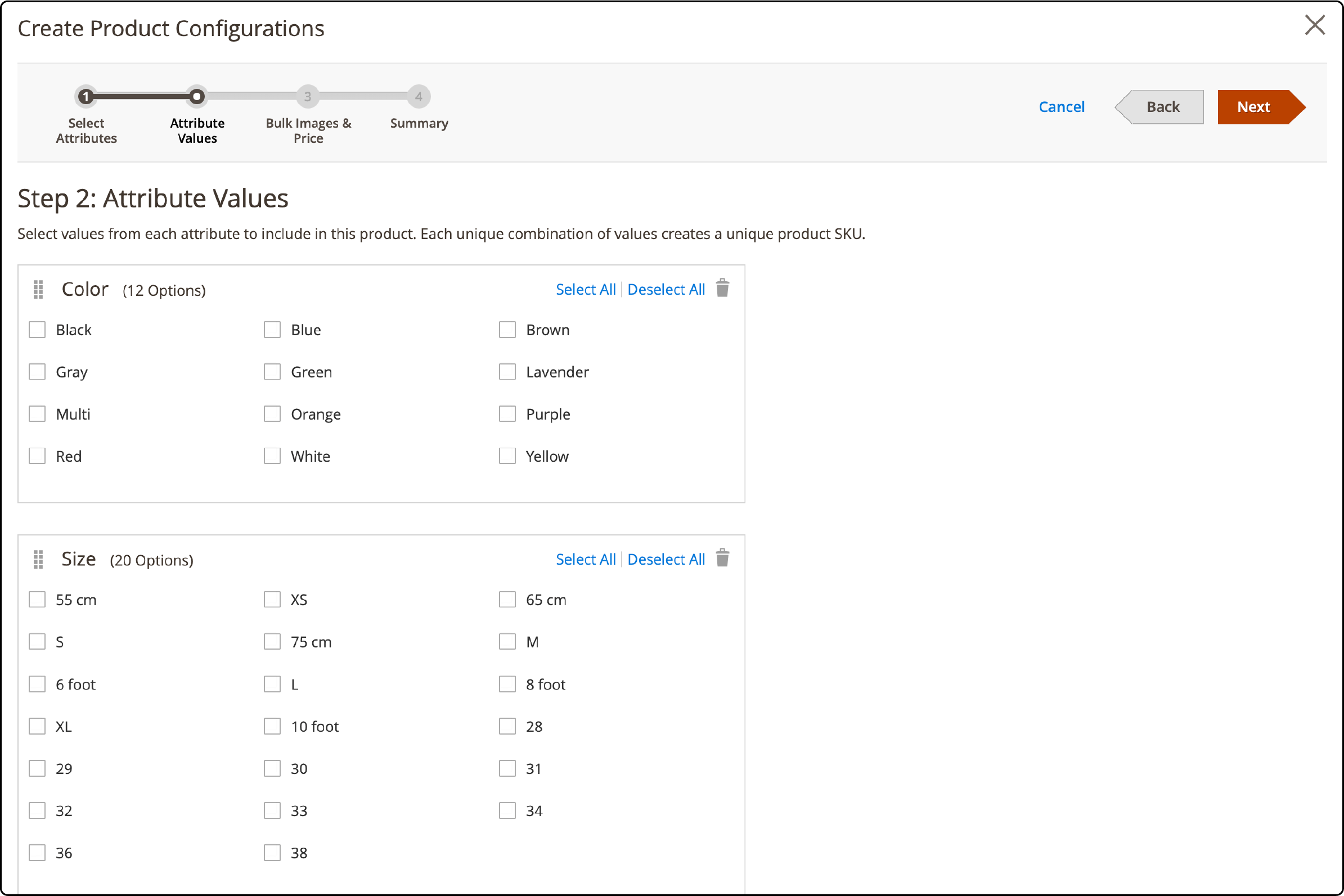 Setting attribute values for Magento 2 Configurable Product