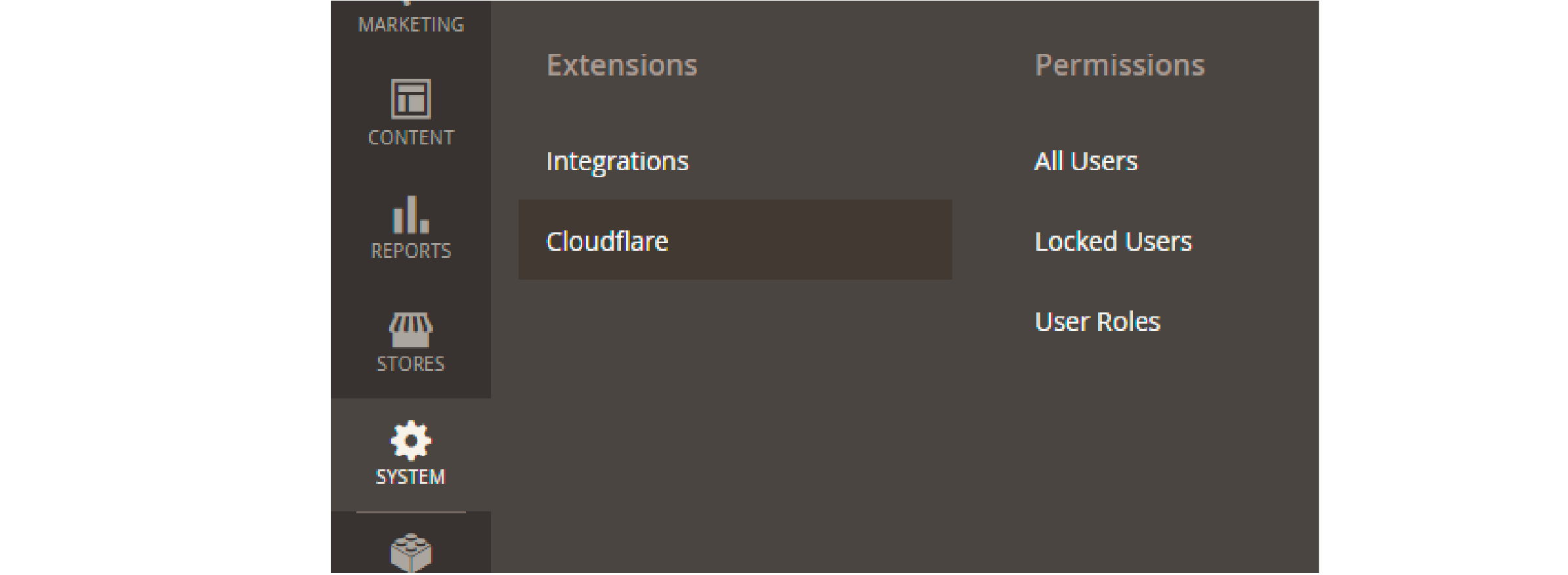 Magento 2 Admin Panel Displaying Cloudflare Module Installation Steps