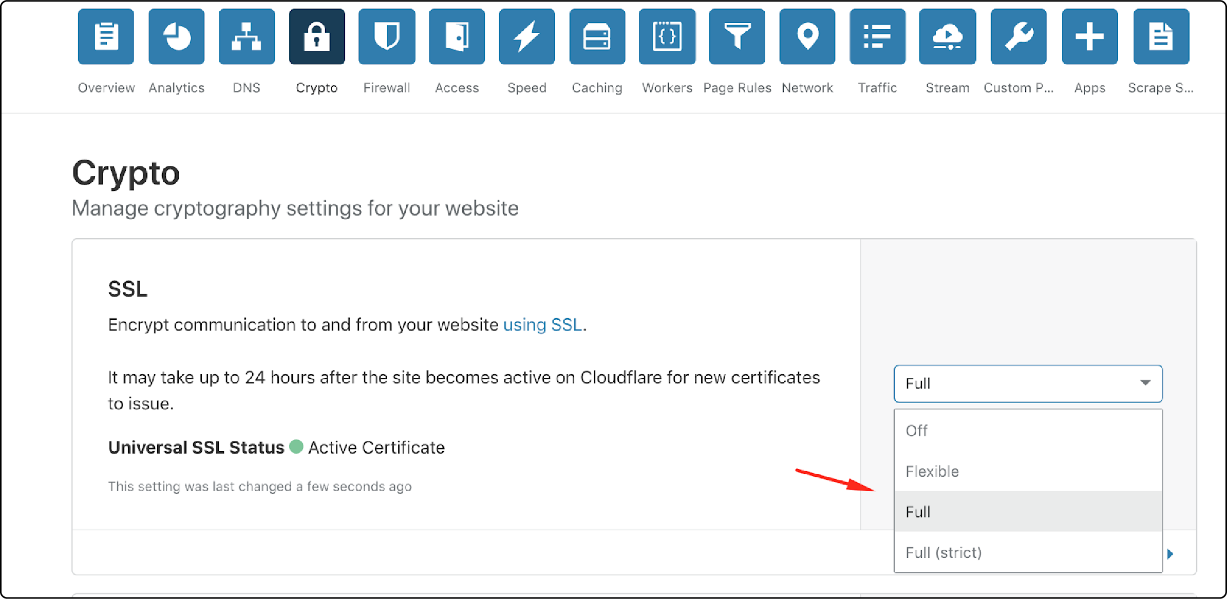 Configuration Settings in Cloudflare for Magento 2 Server