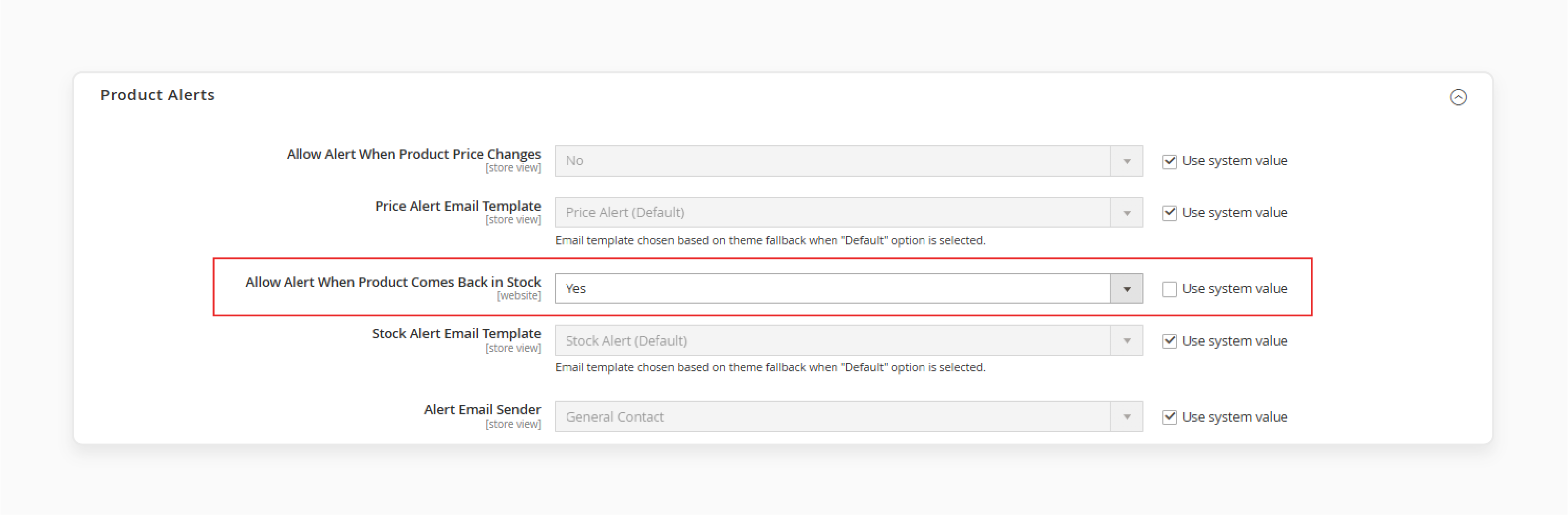 product alert setup for stock and price changes in magento 2