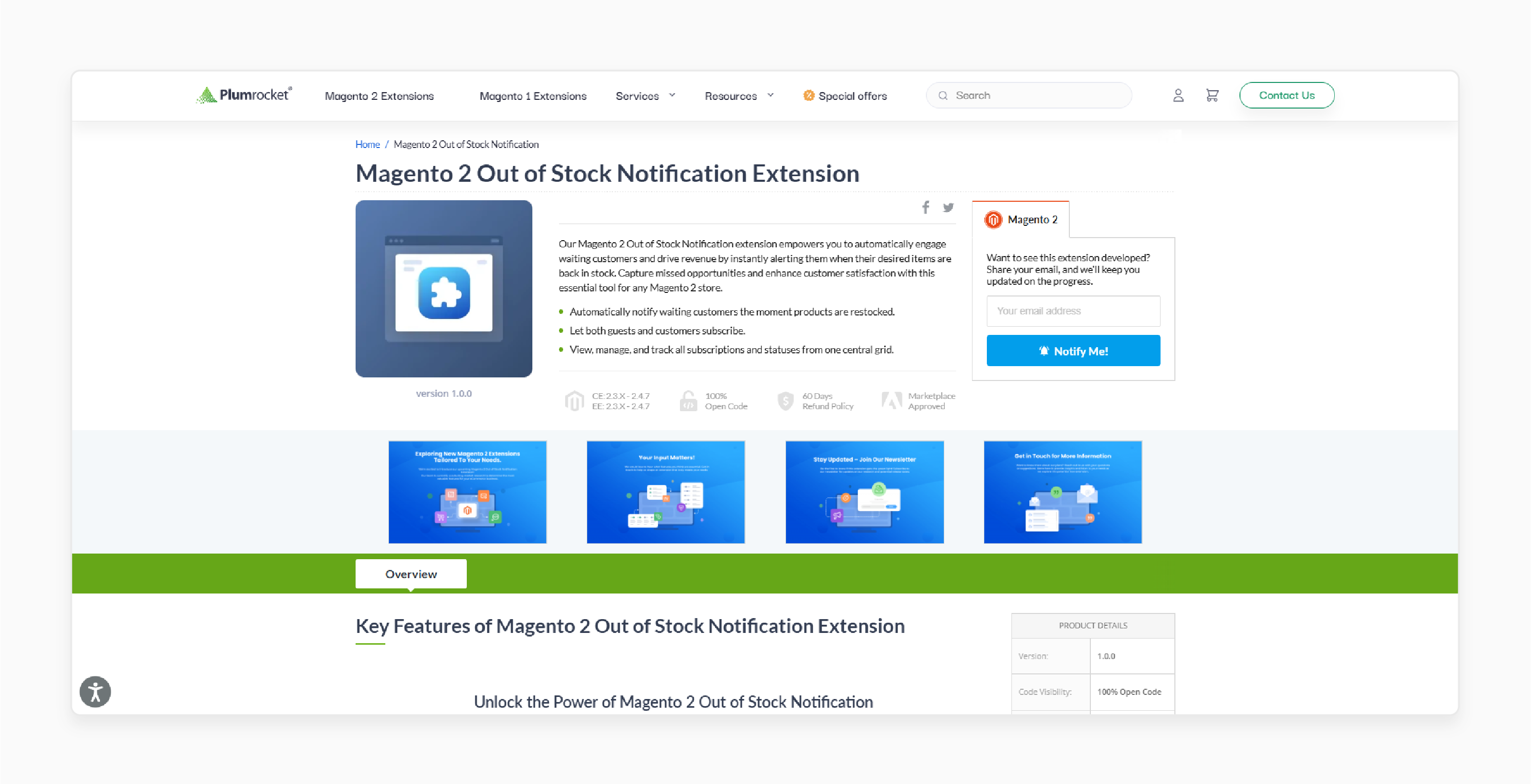 magento 2 out of stock notification extension interface by plumrocket for managing customer subscriptions and restock alerts